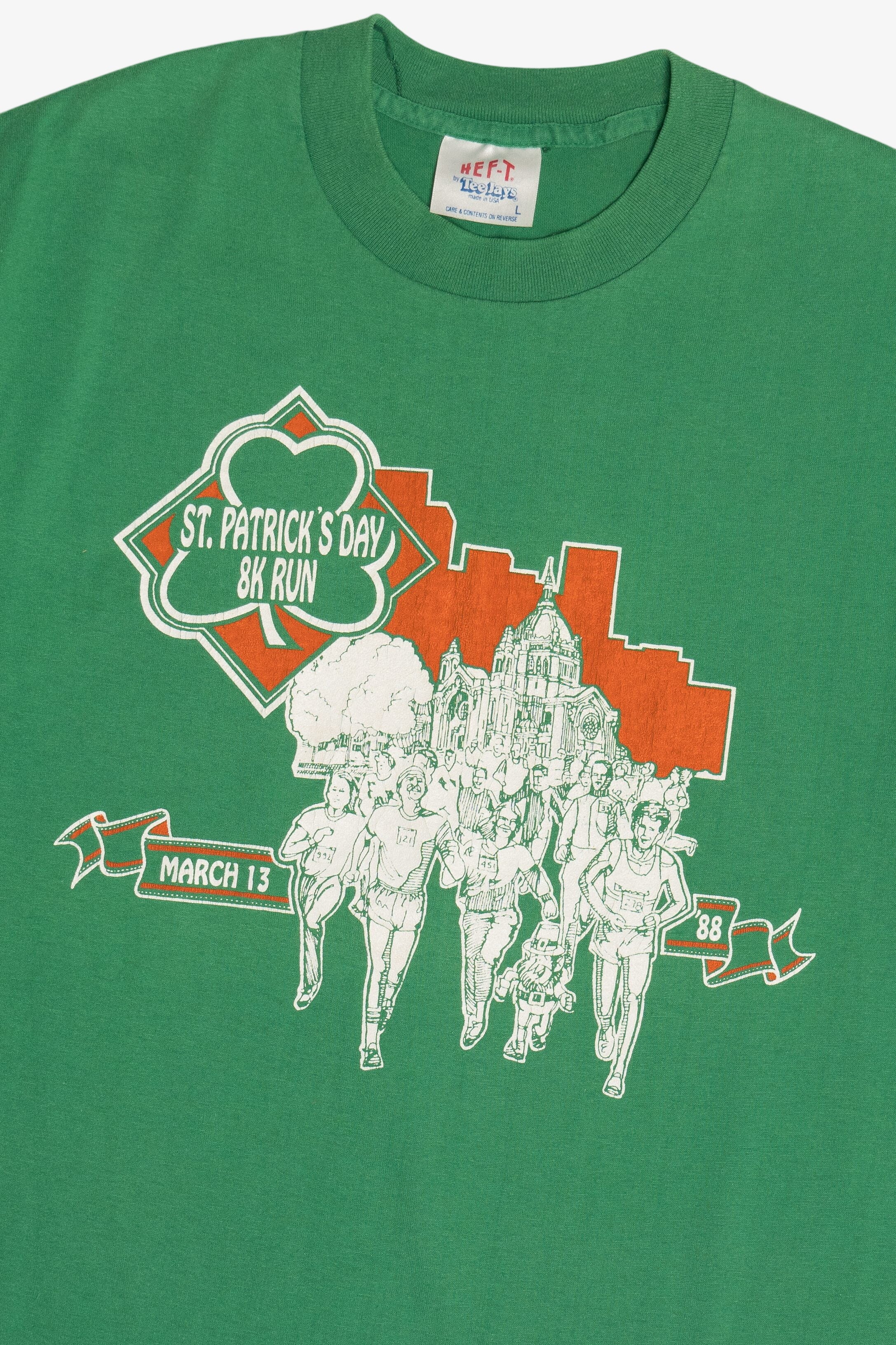 Vintage 1988 "St. Patrick's Day 8K Run" Single Stitch T-Shirt (1980s)