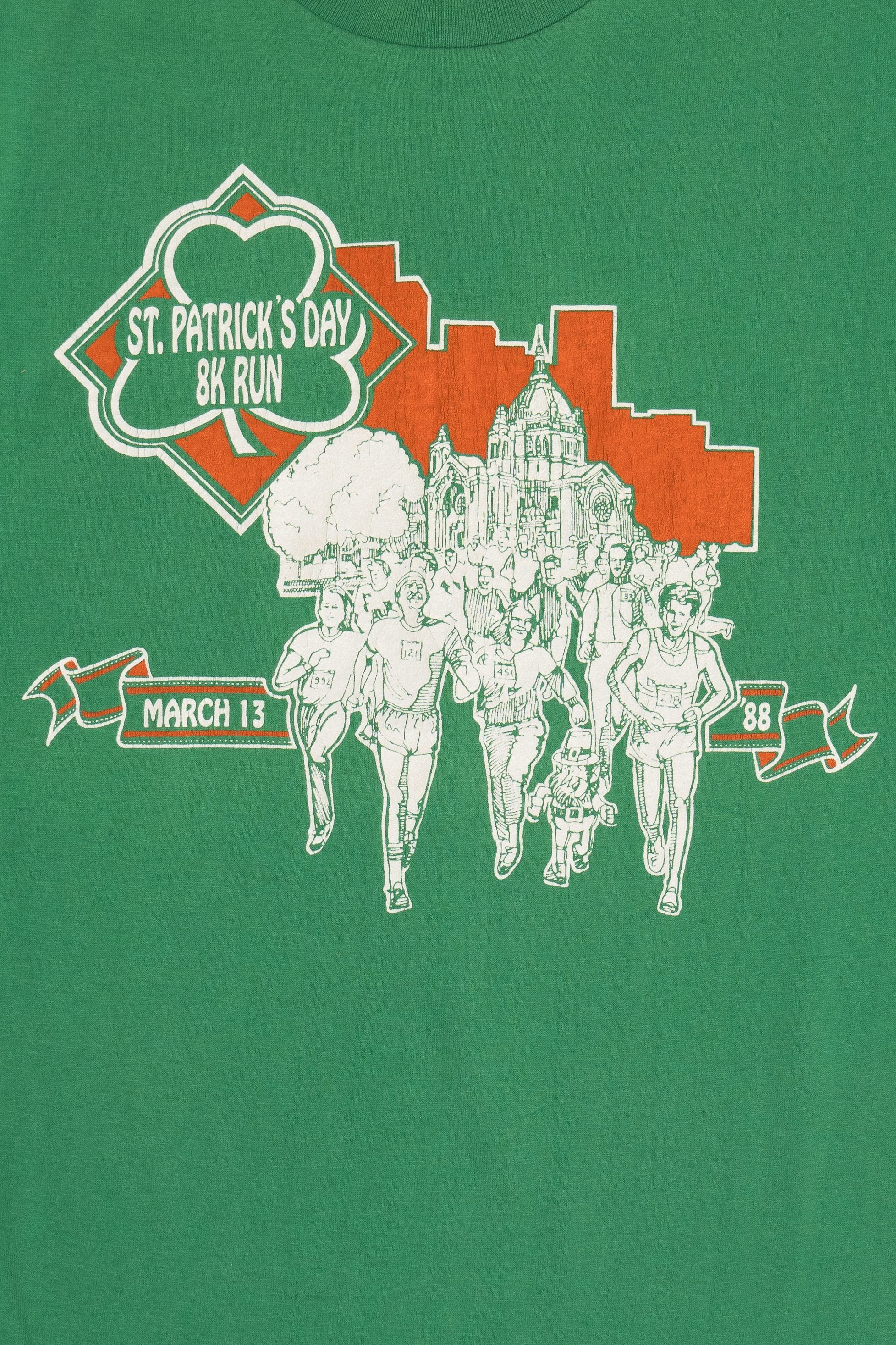 Vintage 1988 "St. Patrick's Day 8K Run" Single Stitch T-Shirt (1980s)