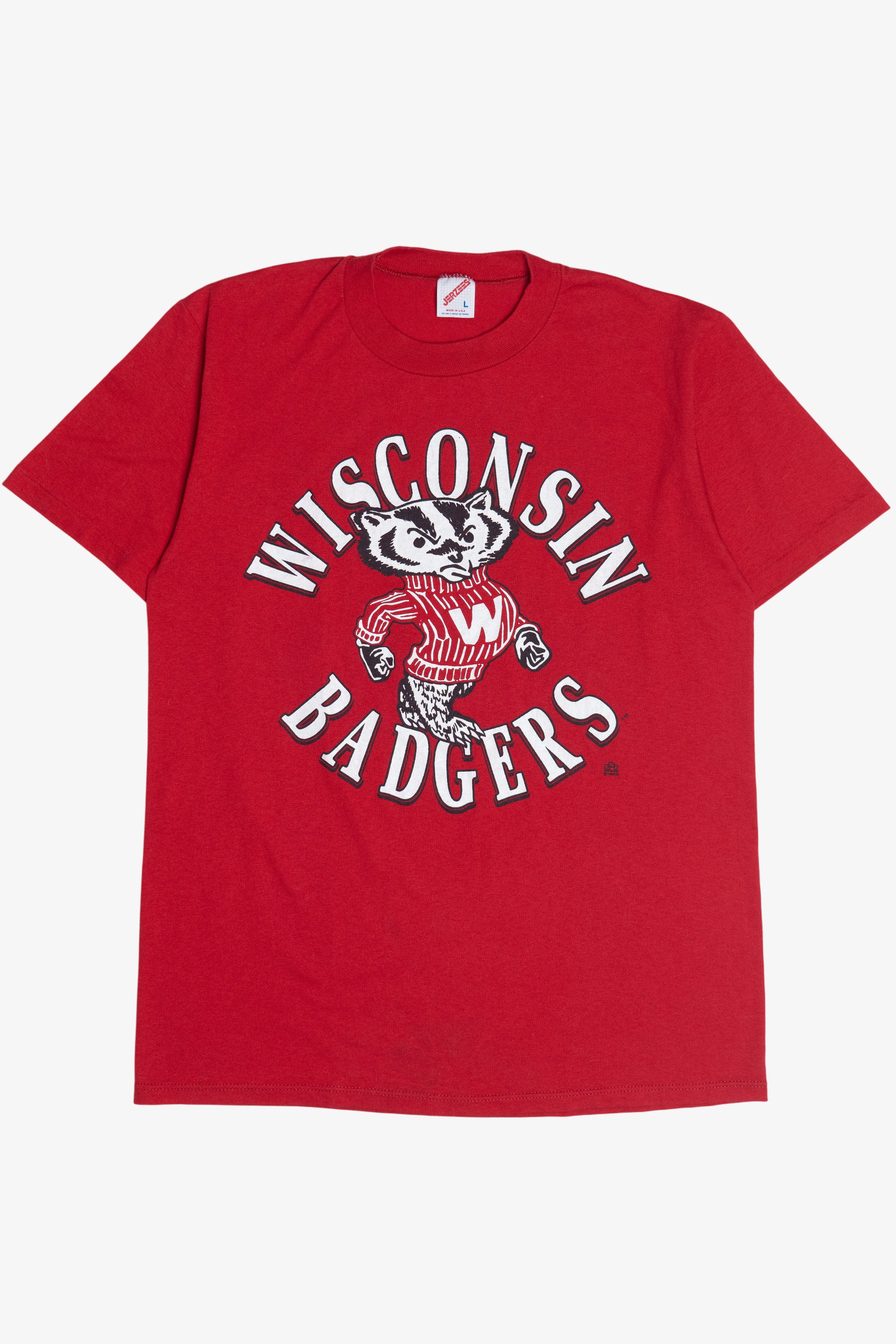 Vintage "Wisconsin Badgers" University Of Madison Mascot Front/Back Print T-Shirt (1990s)