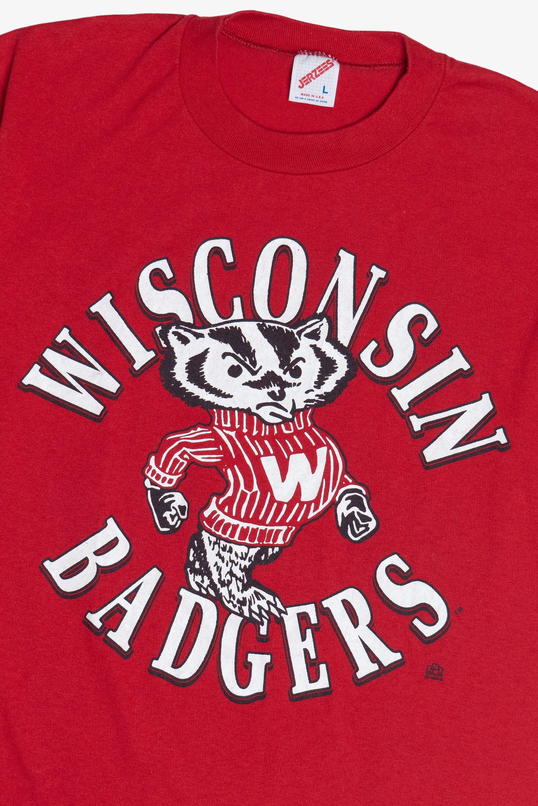 Vintage "Wisconsin Badgers" University Of Madison Mascot Front/Back Print T-Shirt (1990s)