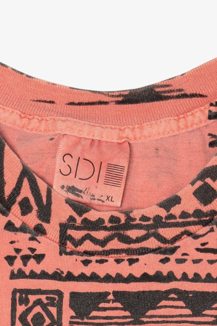Vintage Salmon All Over Print Pattern T-Shirt (1990s)