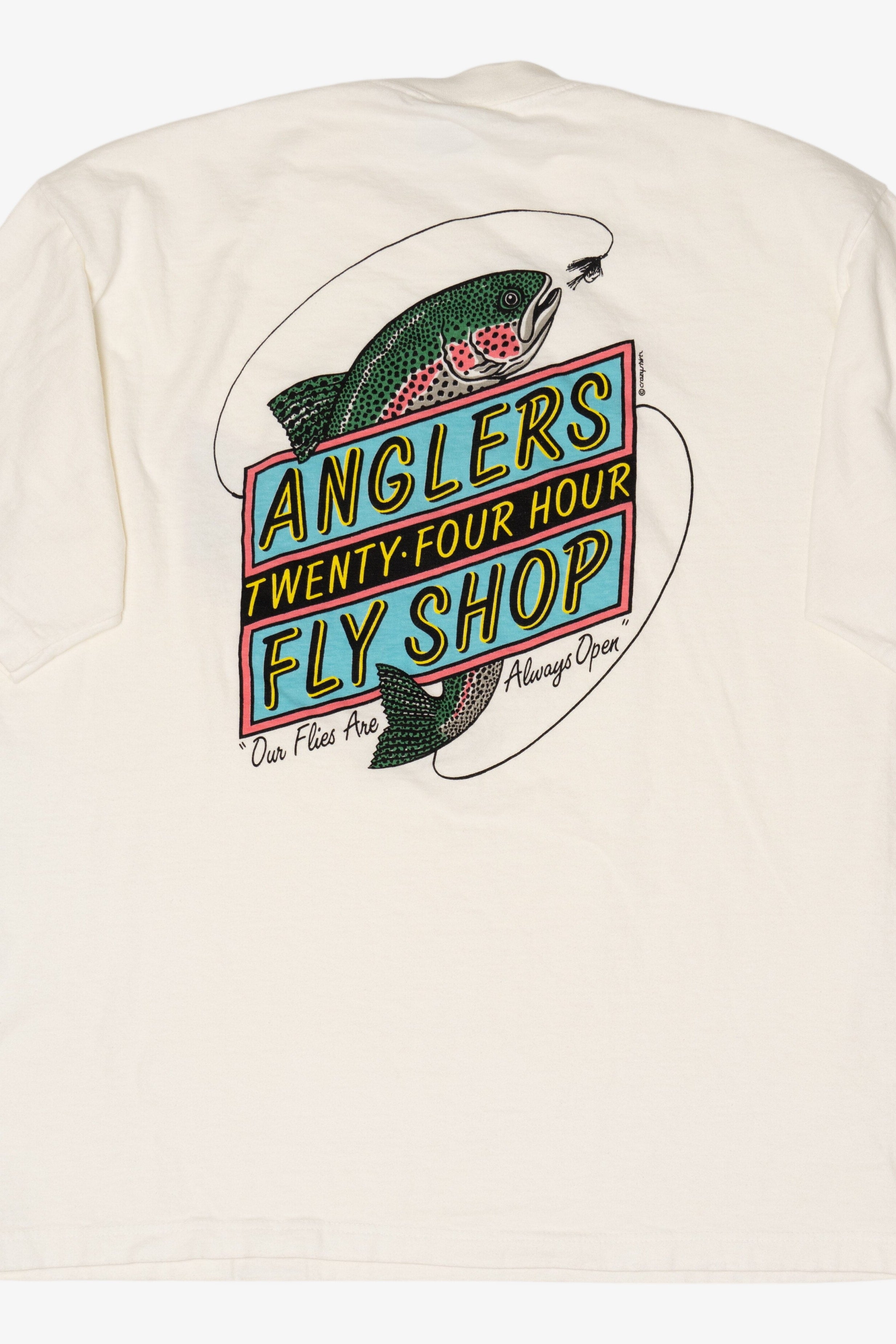 Vintage Anglers Twenty-Four Hour Fly Shop T-Shirt (1990s)