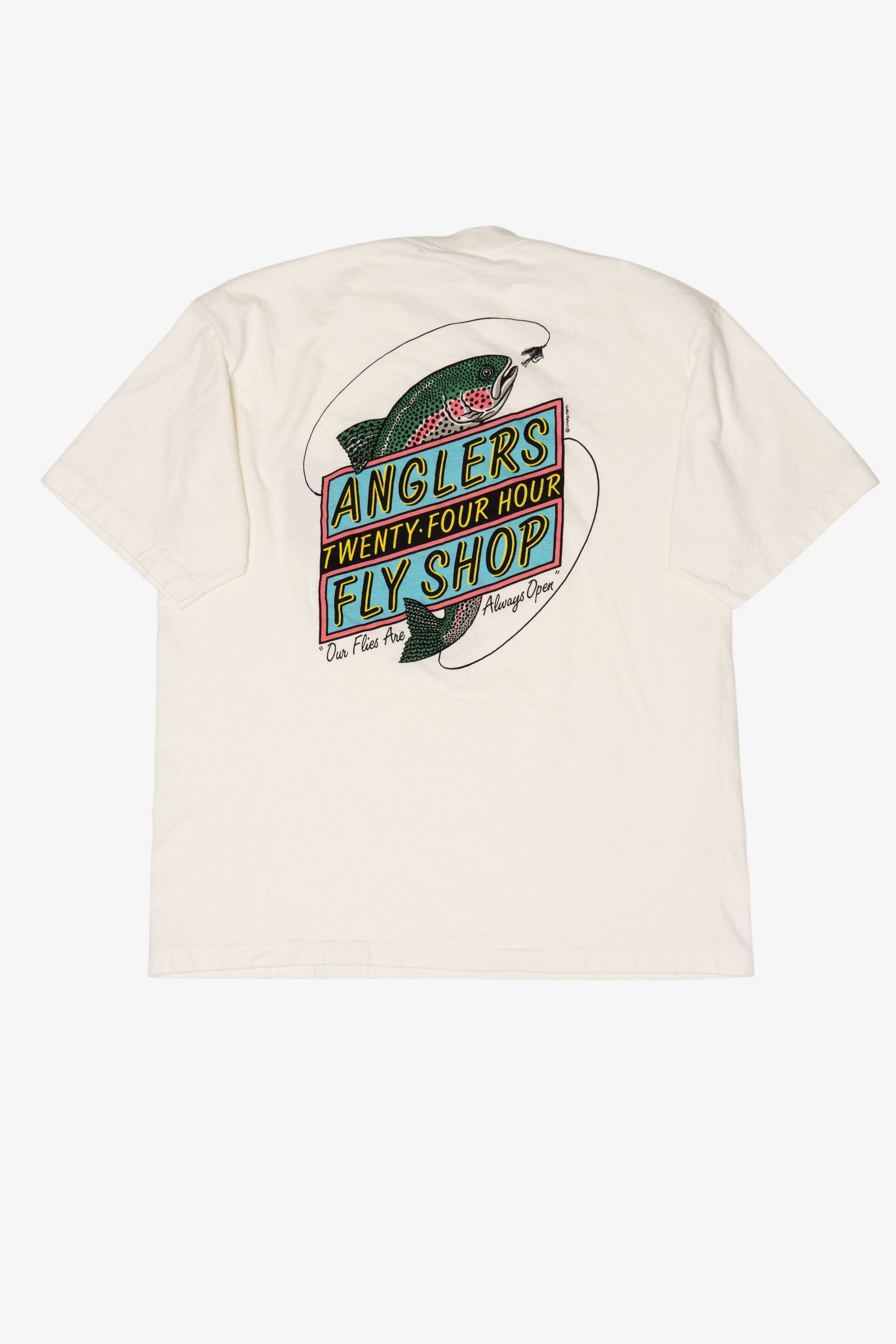 Vintage Anglers Twenty-Four Hour Fly Shop T-Shirt (1990s)