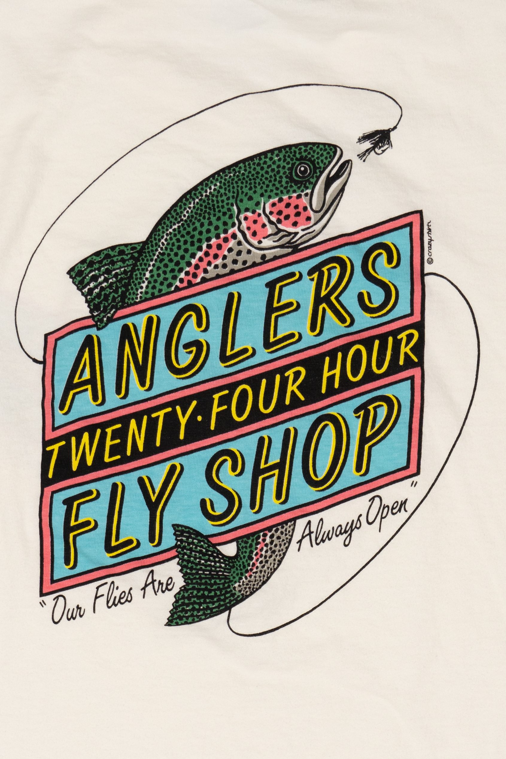 Vintage Anglers Twenty-Four Hour Fly Shop T-Shirt (1990s)