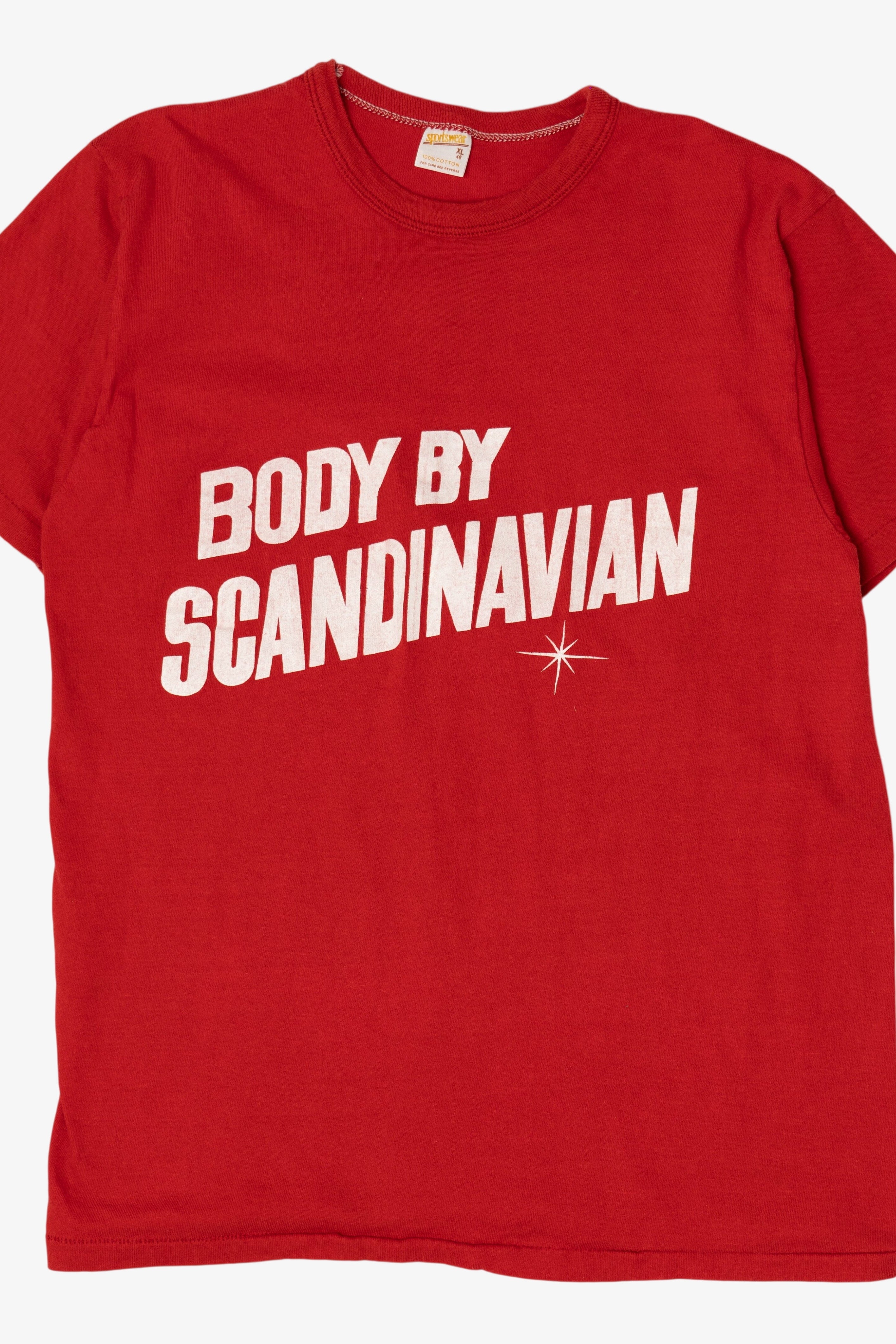 Vintage Red "Body By Scandinavian" Sportswear T-Shirt (1970s)