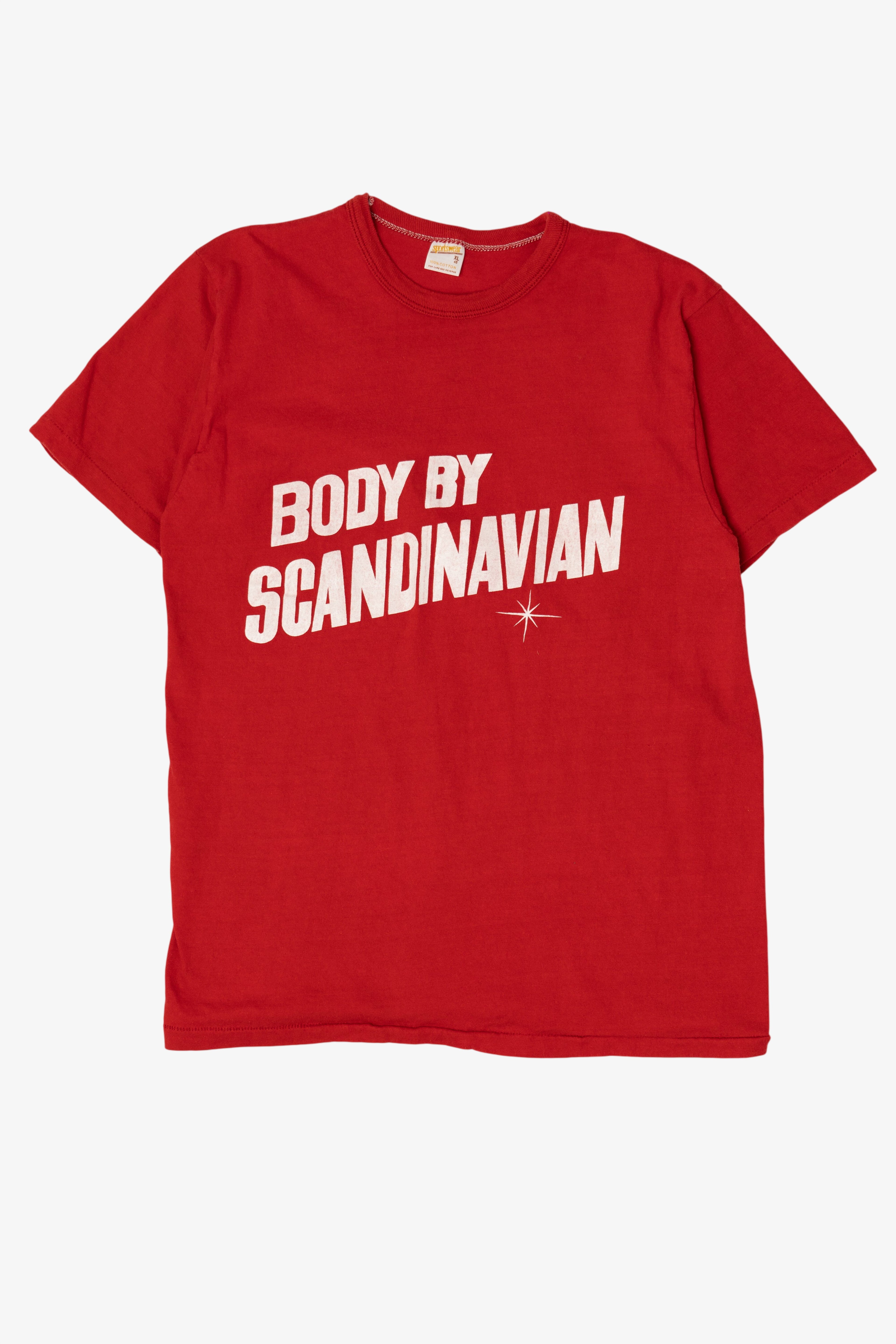 Vintage Red "Body By Scandinavian" Sportswear T-Shirt (1970s)