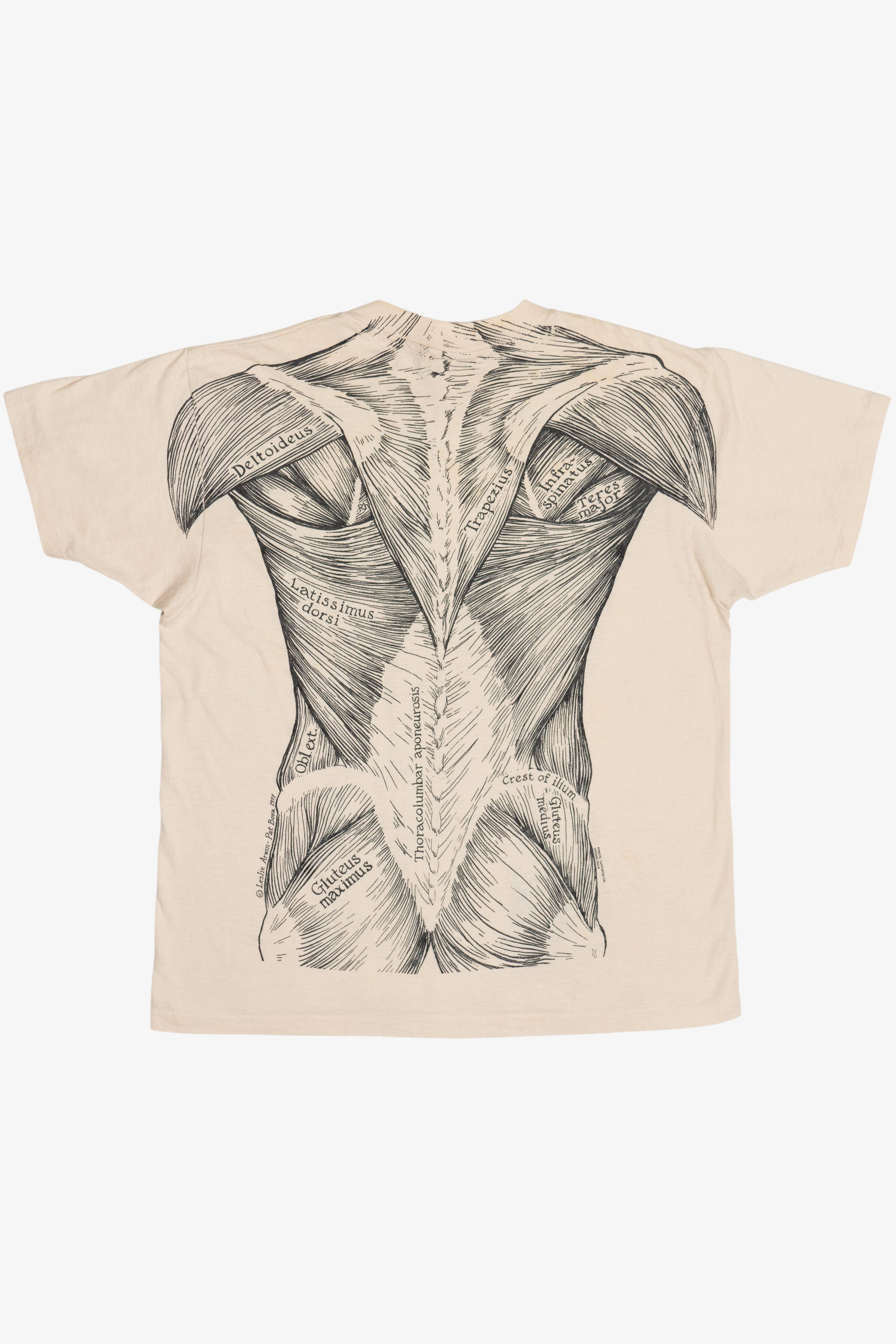 Vintage Leslie Arwin Muscle Anatomy Double Sided Print T-Shirt (1970s)