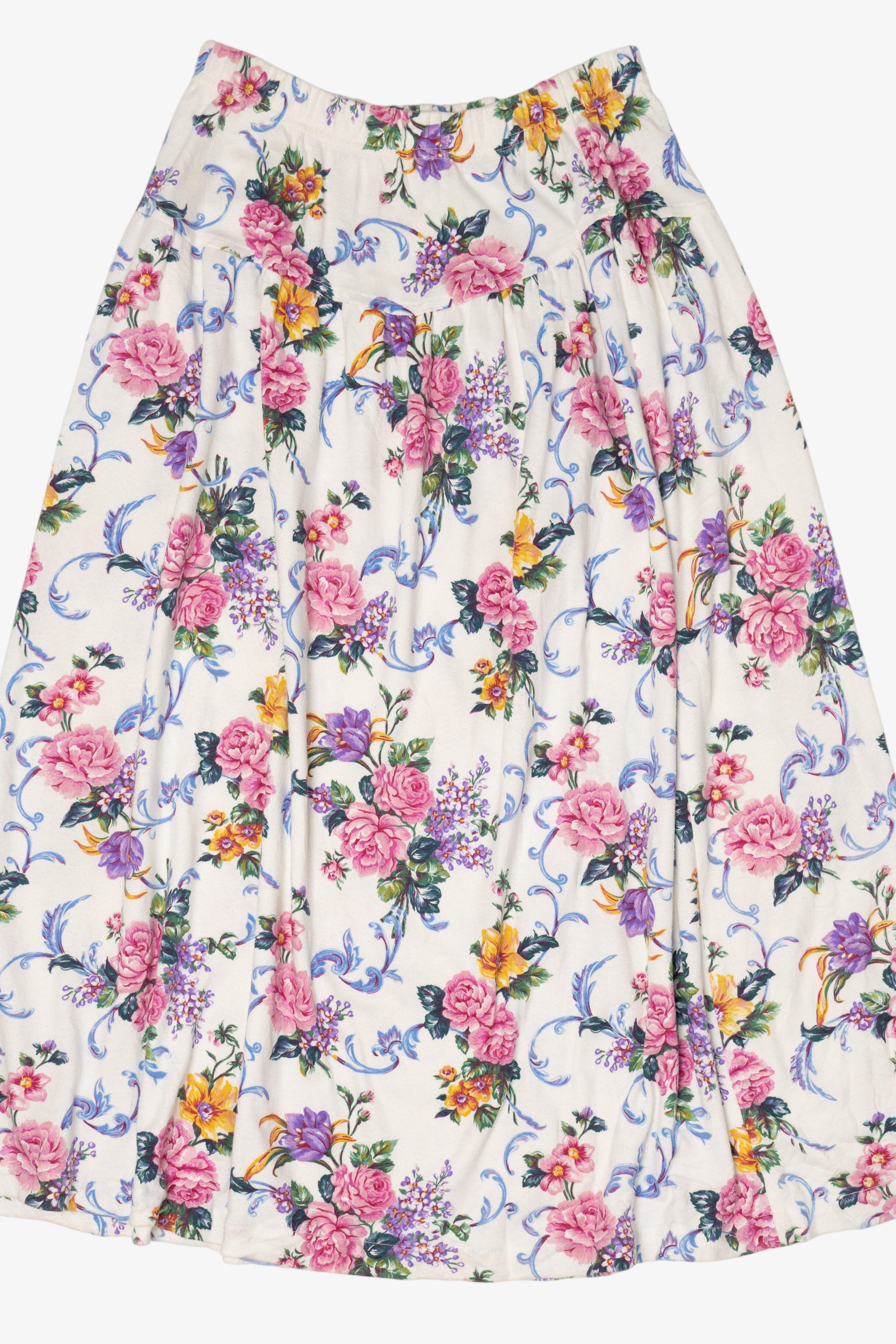 Vintage White Beldoch Popper Floral Skirt (1980s)