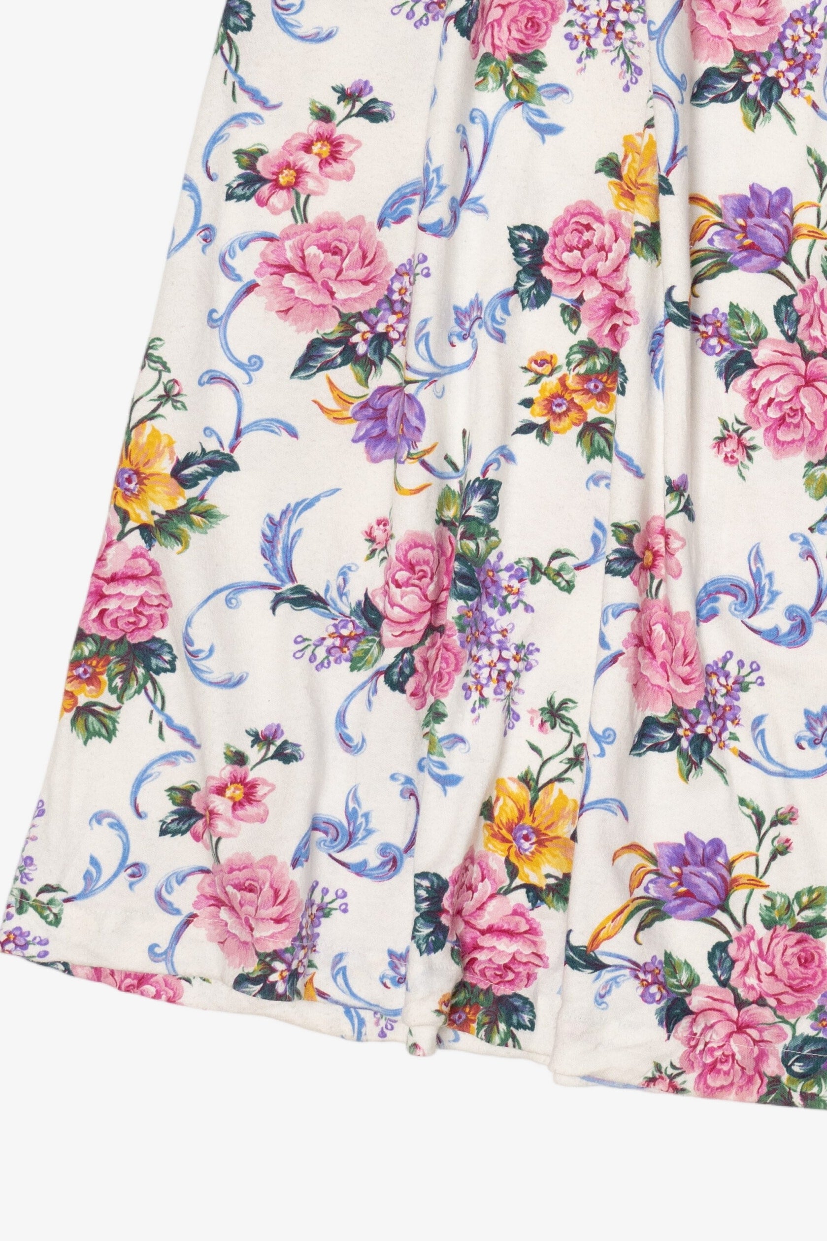 Vintage White Beldoch Popper Floral Skirt (1980s)