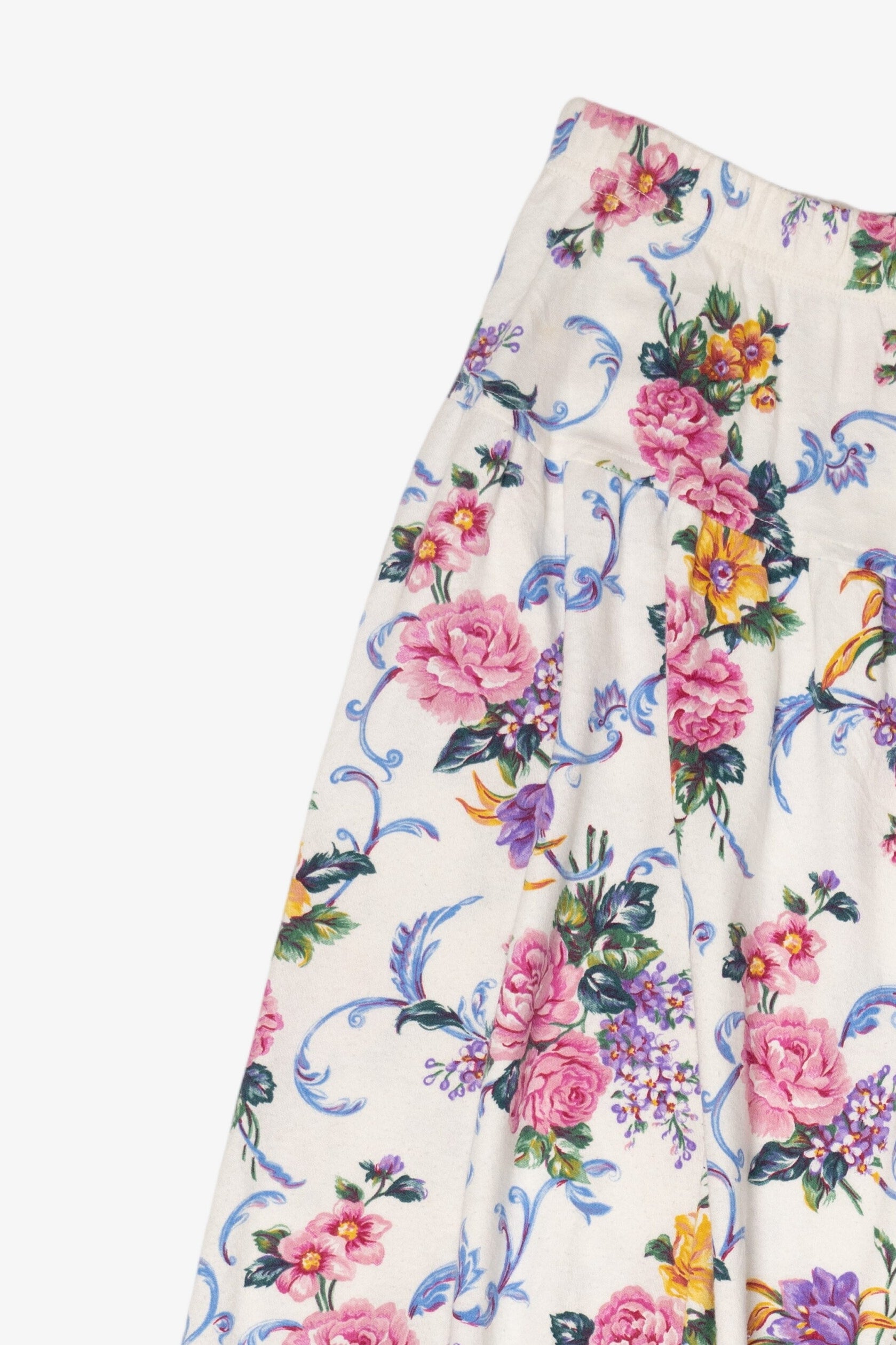 Vintage White Beldoch Popper Floral Skirt (1980s)