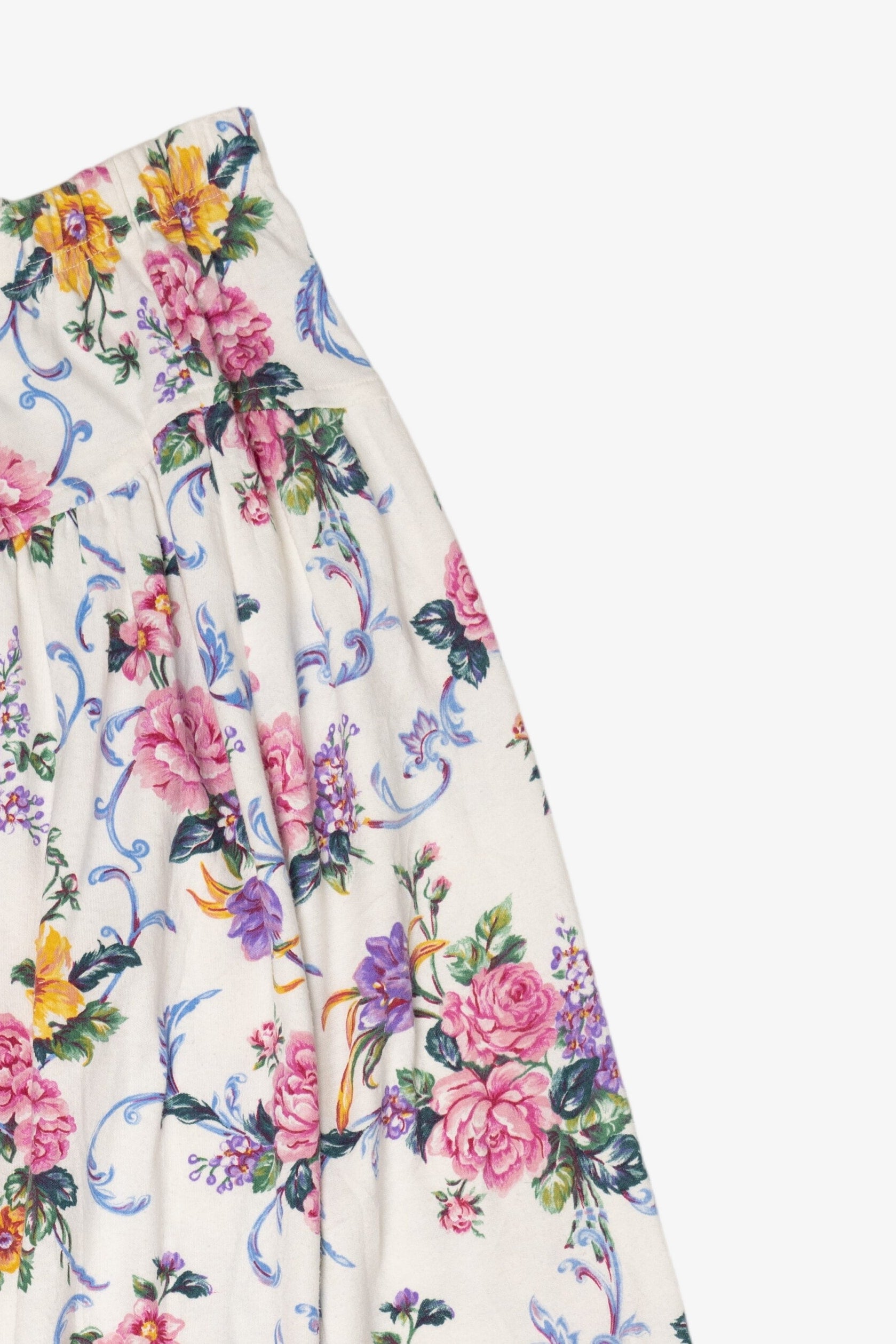 Vintage White Beldoch Popper Floral Skirt (1980s)