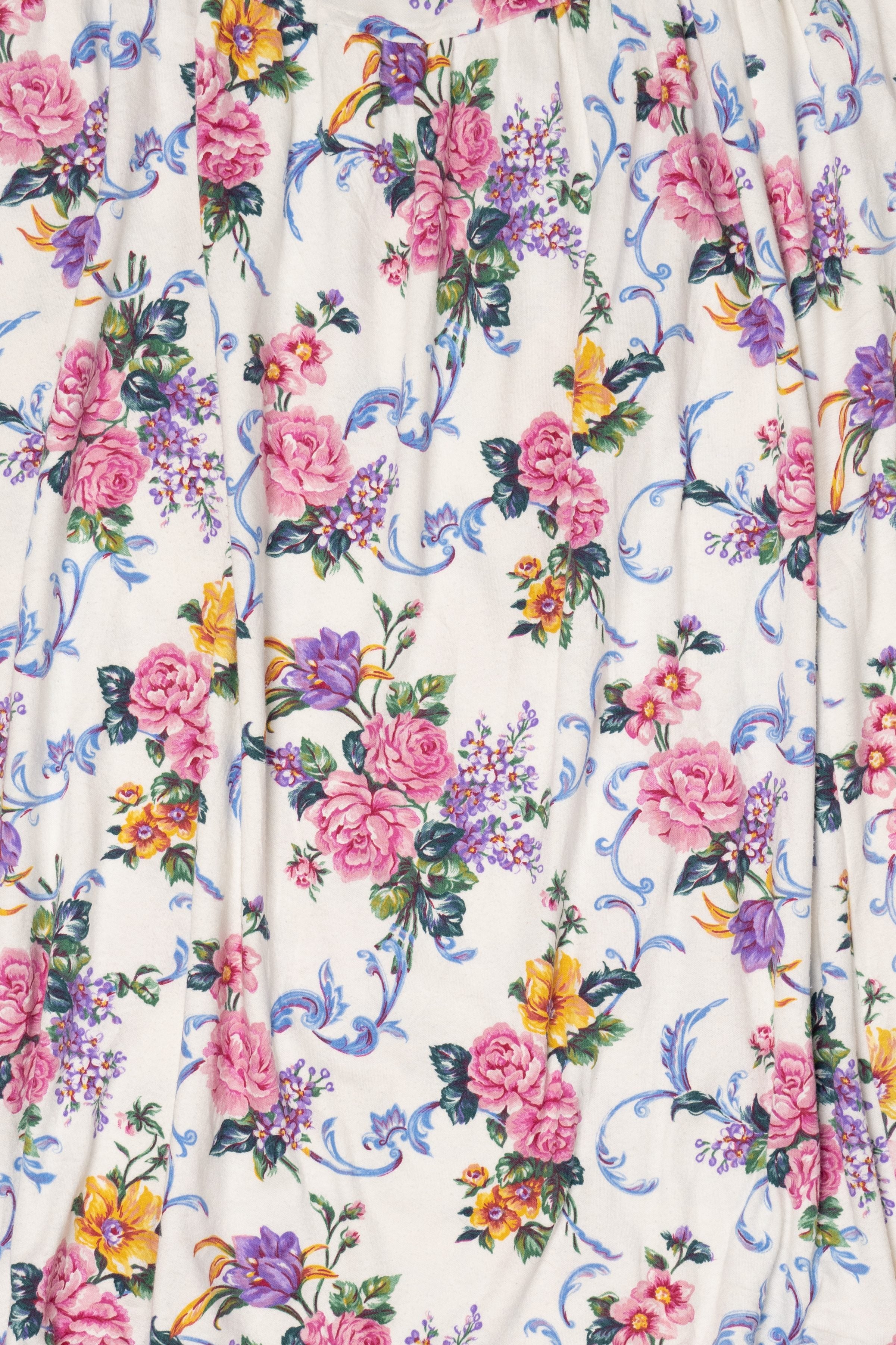Vintage White Beldoch Popper Floral Skirt (1980s)