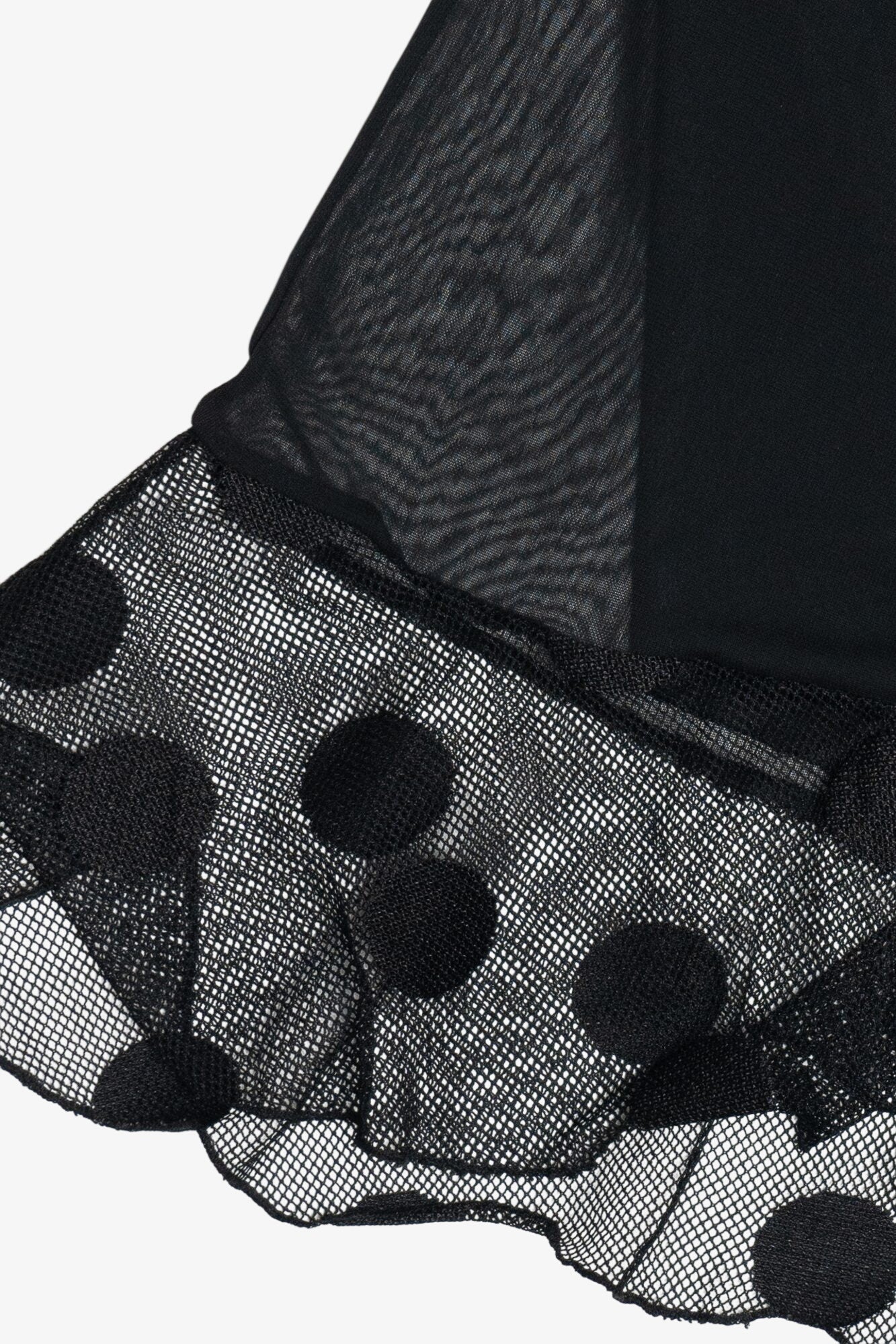 Vintage Polka Dot Peplum Mesh Midi Skirt (1990s)