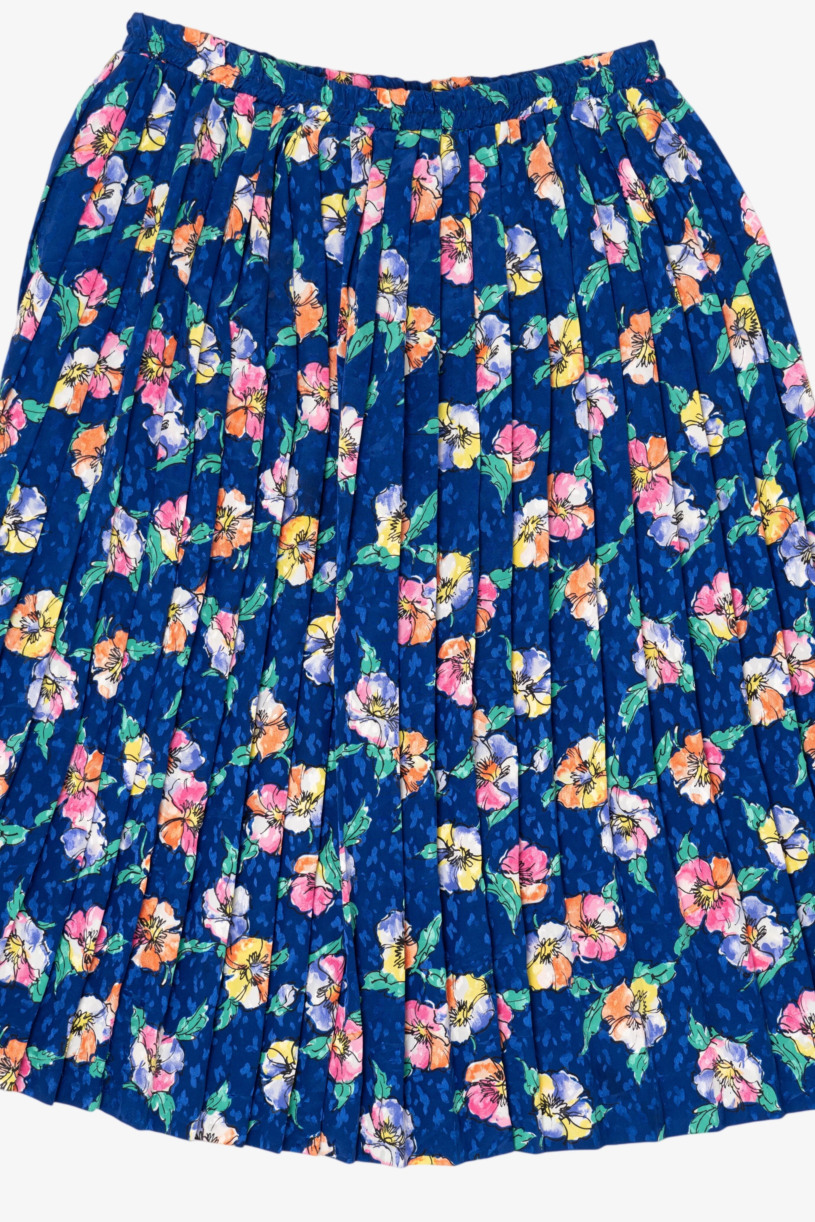 Vintage Blue Andrea Gayle Floral Skirt (1990s)