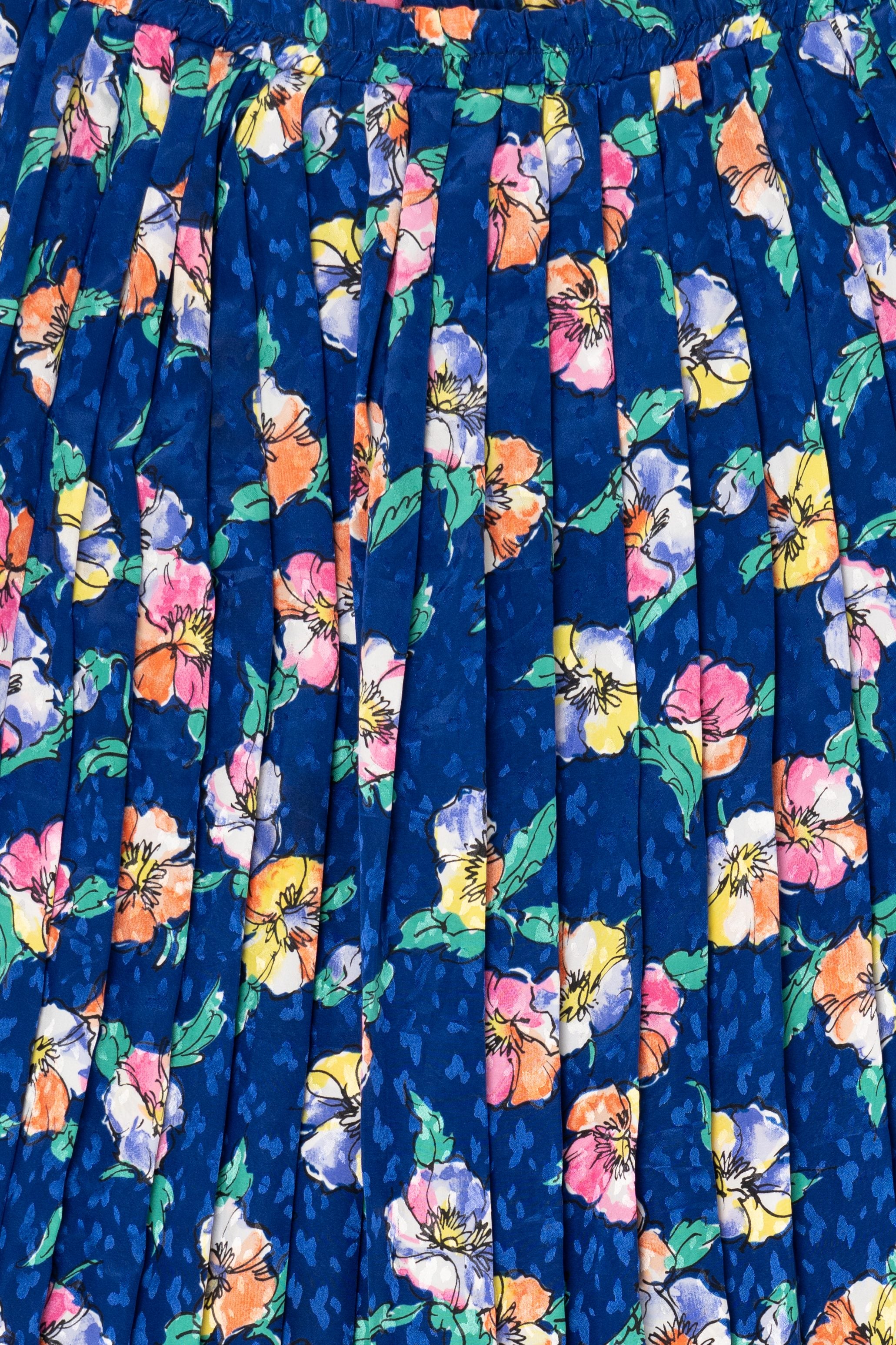 Vintage Blue Andrea Gayle Floral Skirt (1990s)