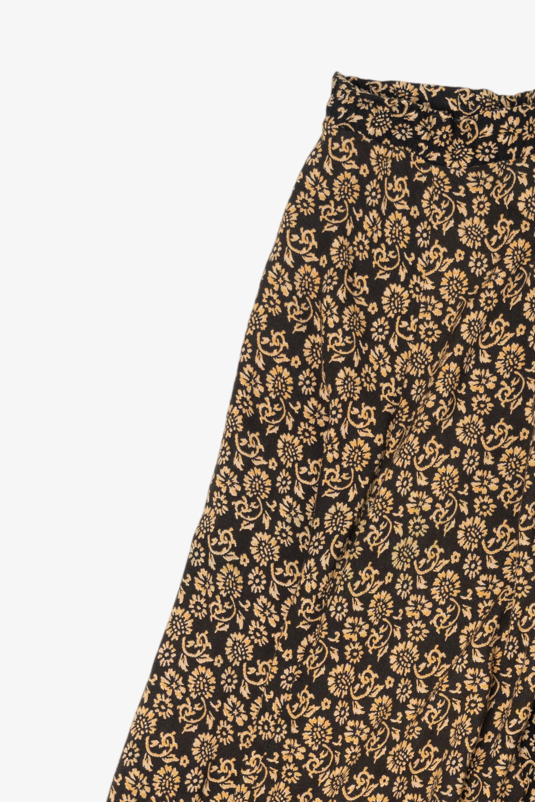 Vintage Black And Yellow Floral Maxi Skirt (1990s)