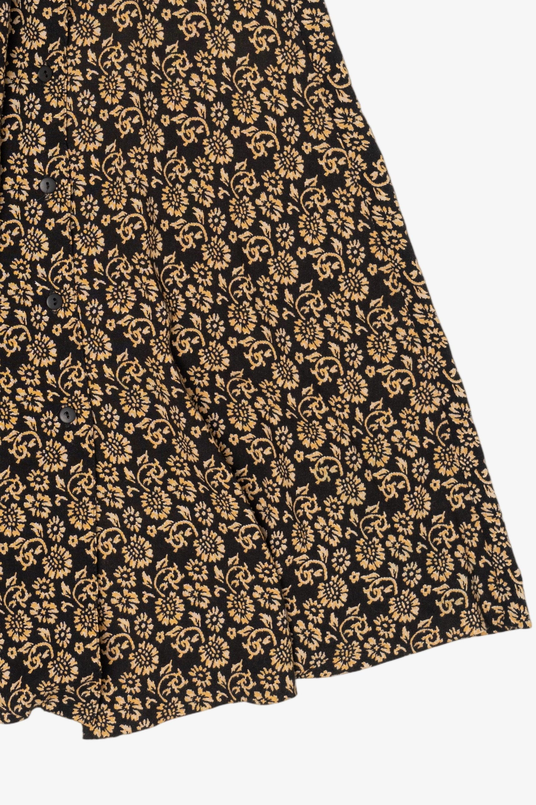 Vintage Black And Yellow Floral Maxi Skirt (1990s)