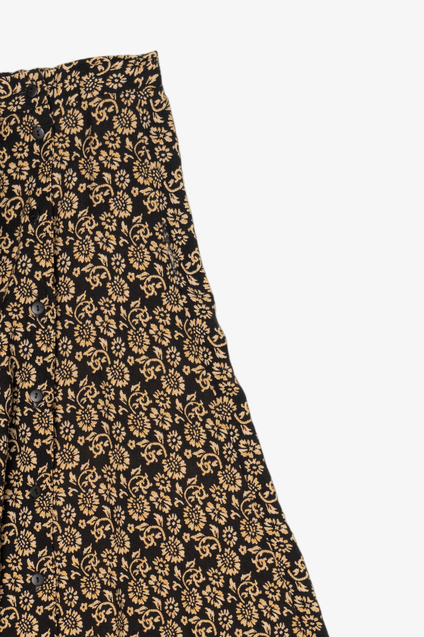 Vintage Black And Yellow Floral Maxi Skirt (1990s)