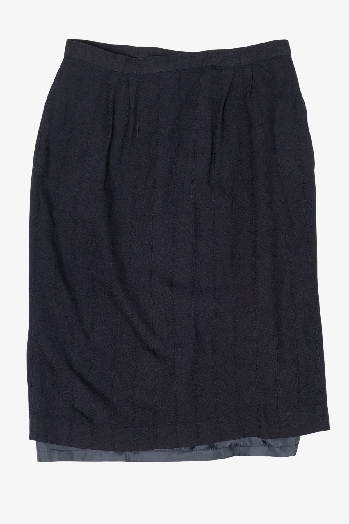 Vintage Navy Blue Midi Pencil Skirt (1990s)