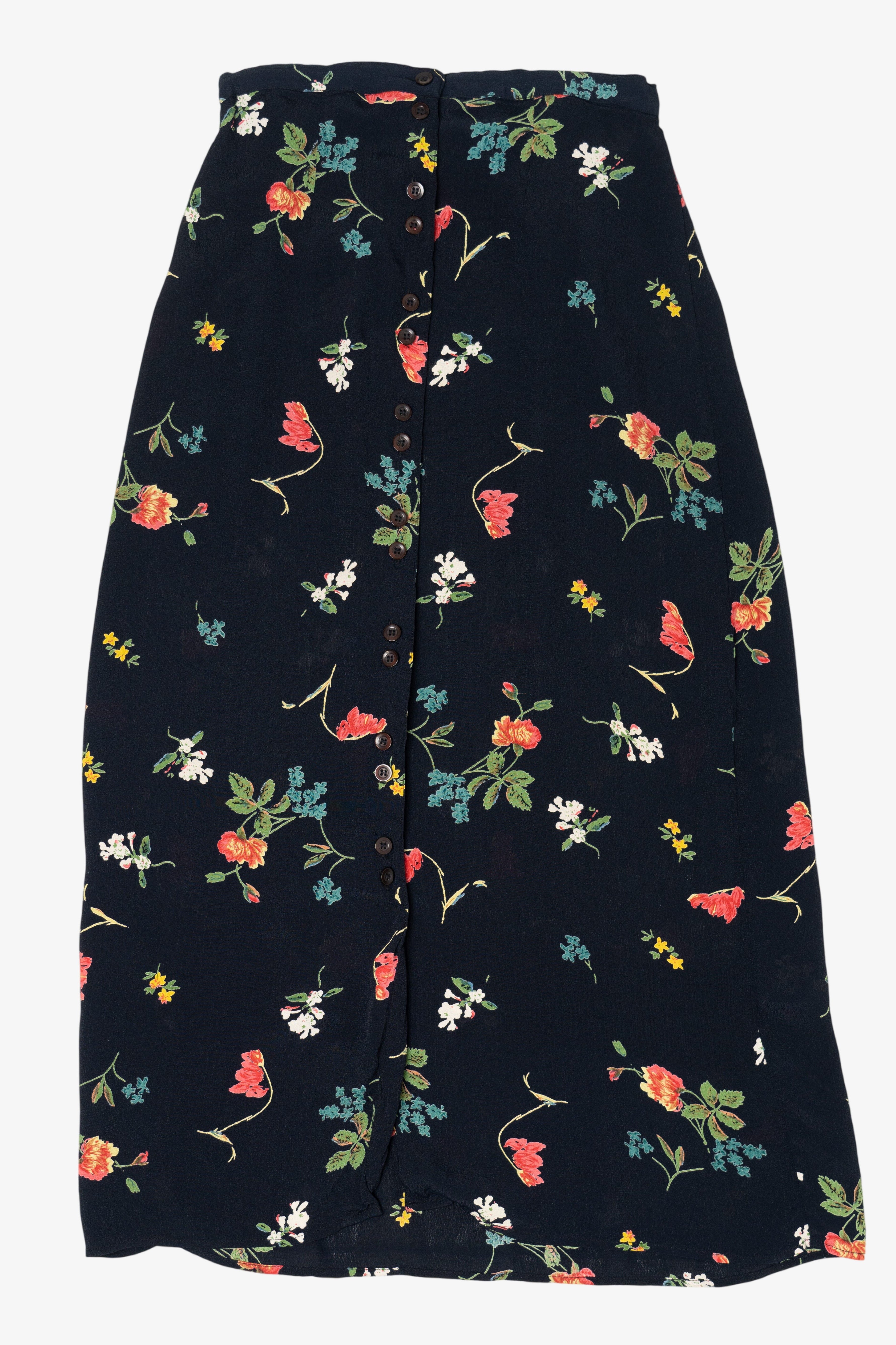 Vintage Black Floral Hunt Club Maxi Skirt (1990s)