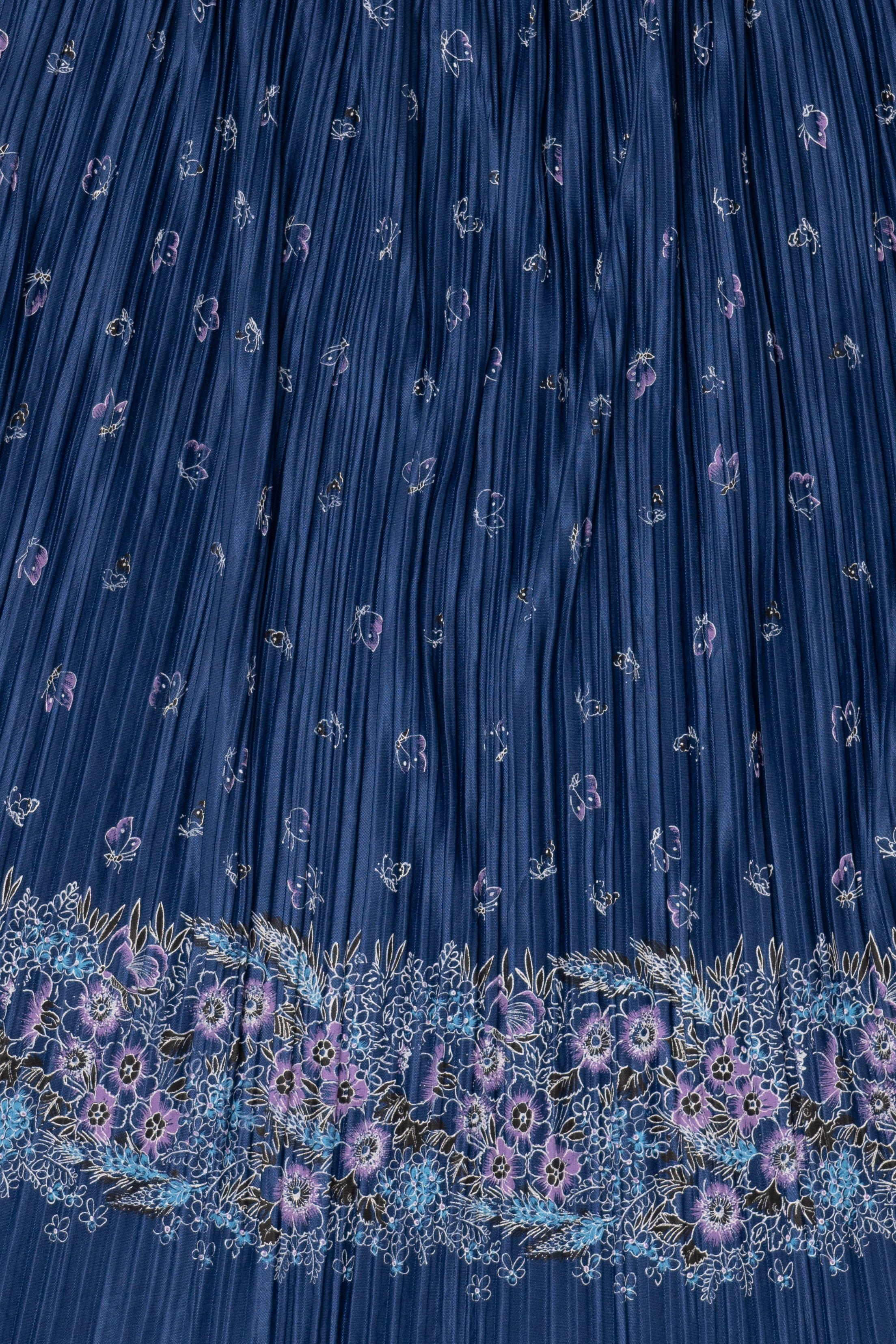 Vintage Blue Floral Skirt (1980s)