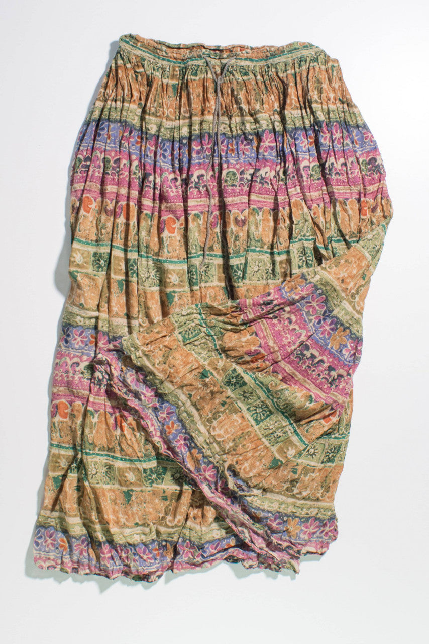 Flower Detailing Vintage Hippie Maxi Skirt