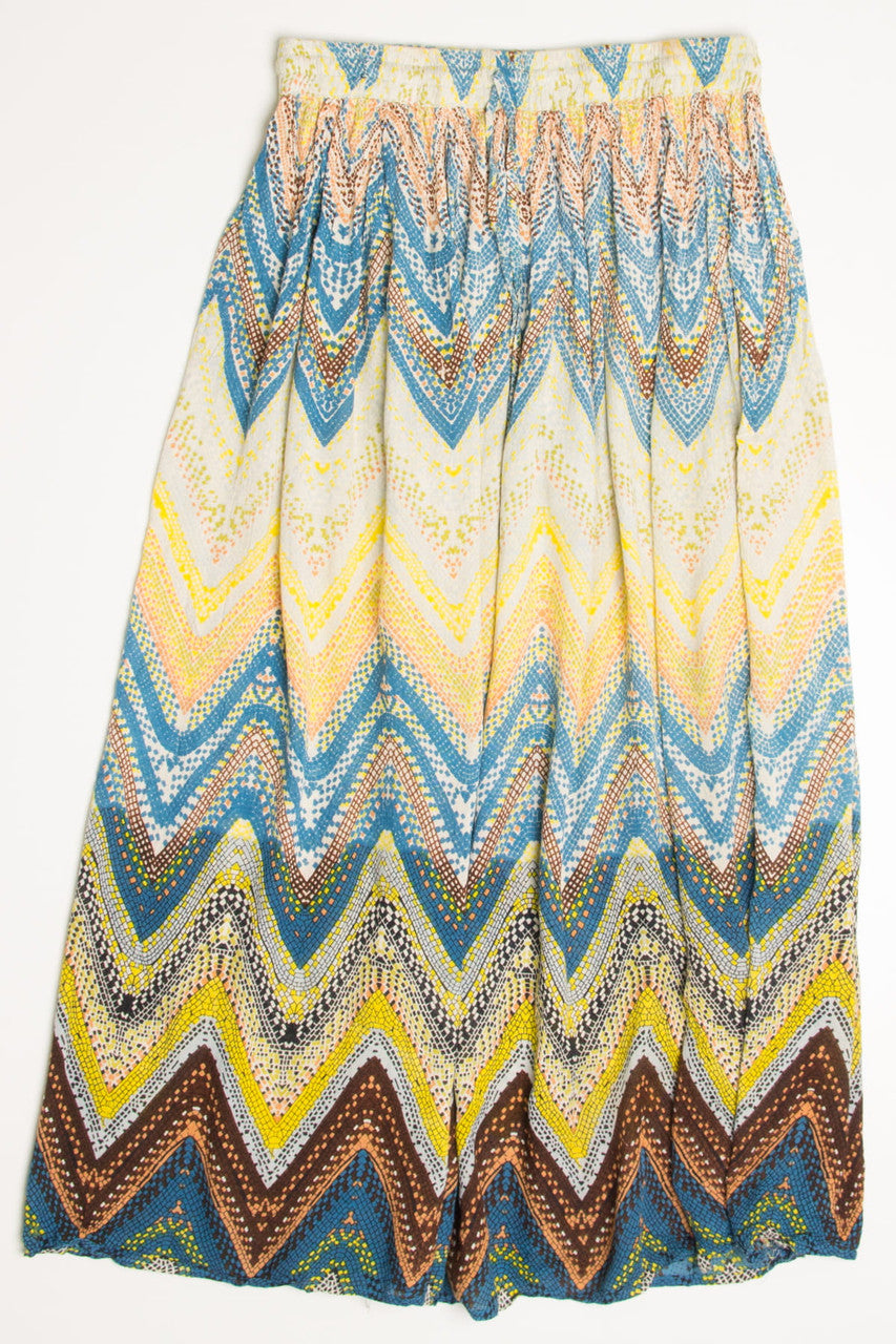 Vintage Yellow Mosaic Festival Maxi Skirt 555