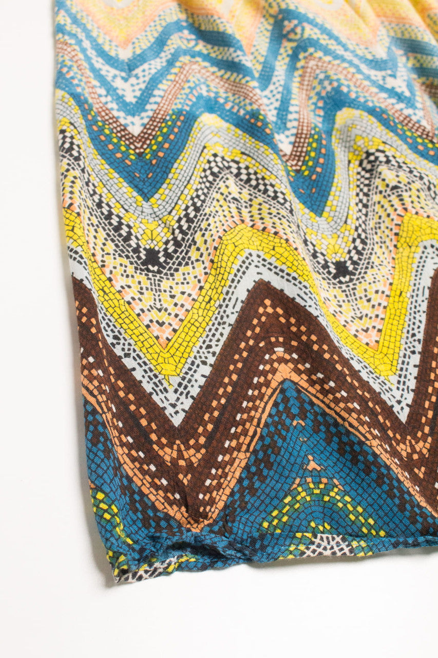 Vintage Yellow Mosaic Festival Maxi Skirt 555