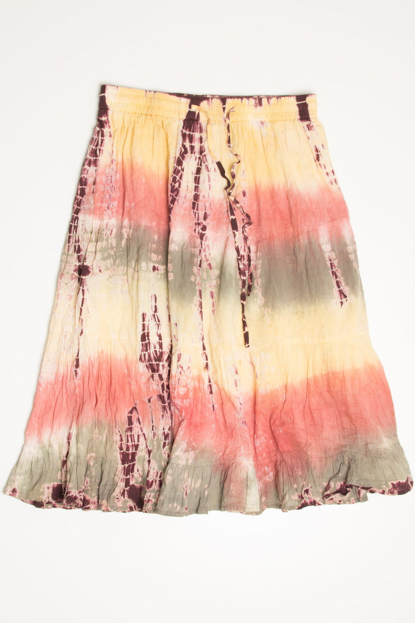 Pastel Fall Colors Tie Dye Festival Midi Skirt 569