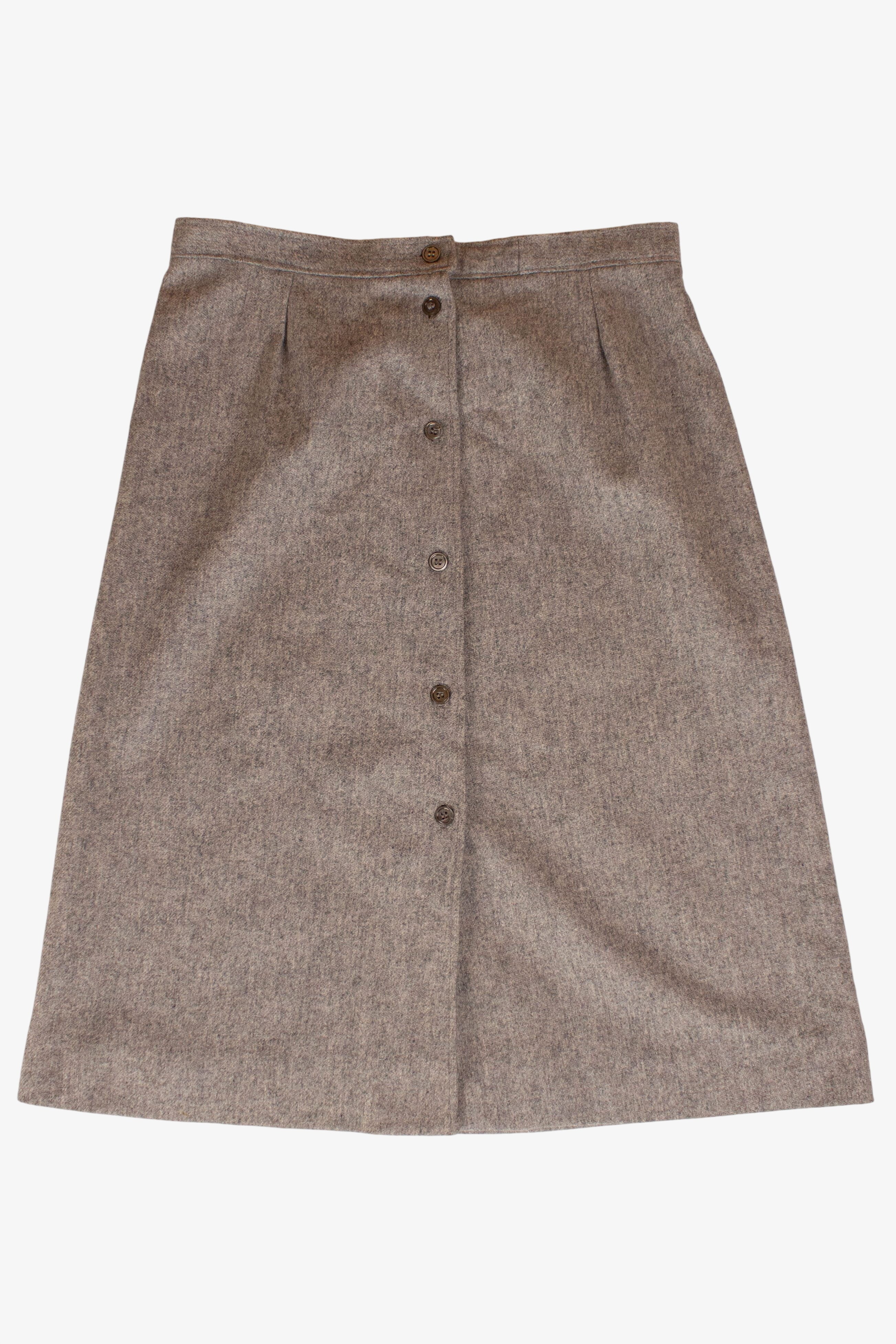 Vintage Gray Button Front Wool Skirt (1980s)