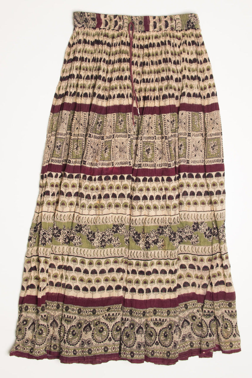 Vintage Earth Tones Festival Maxi Skirt 570