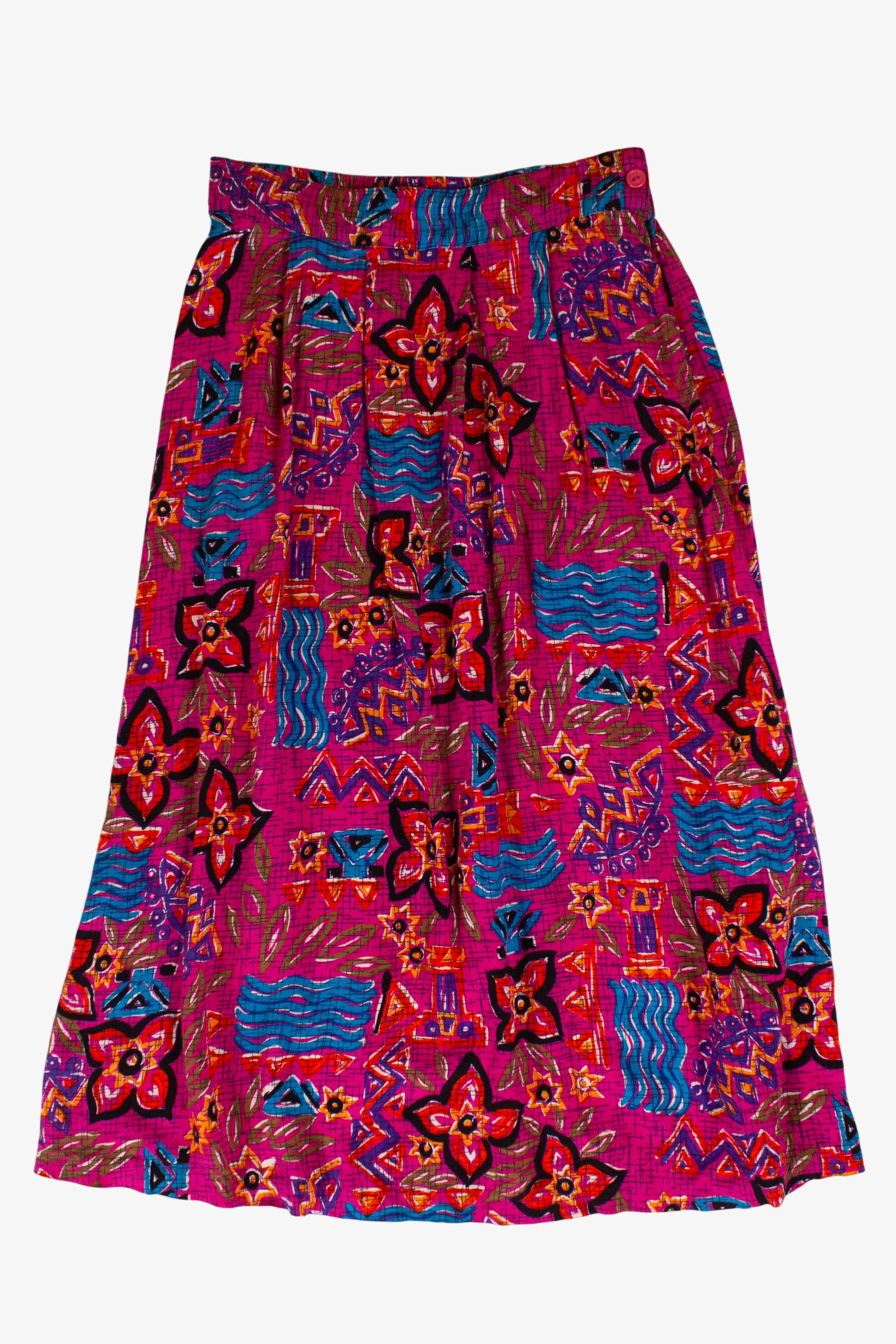 Vintage Pink Abstract Floral Skirt (1990s)