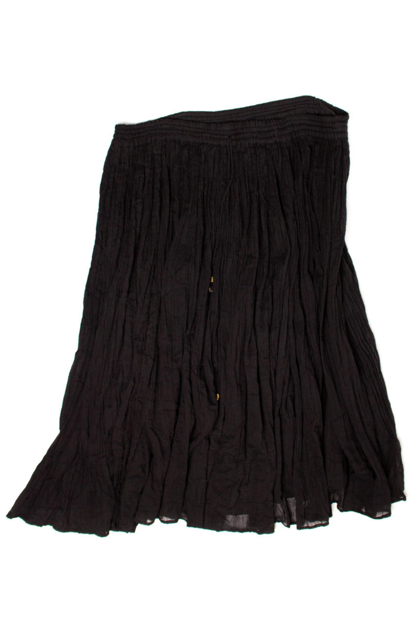 Vintage Black Tie Waist Hippie Festival Maxi Skirt