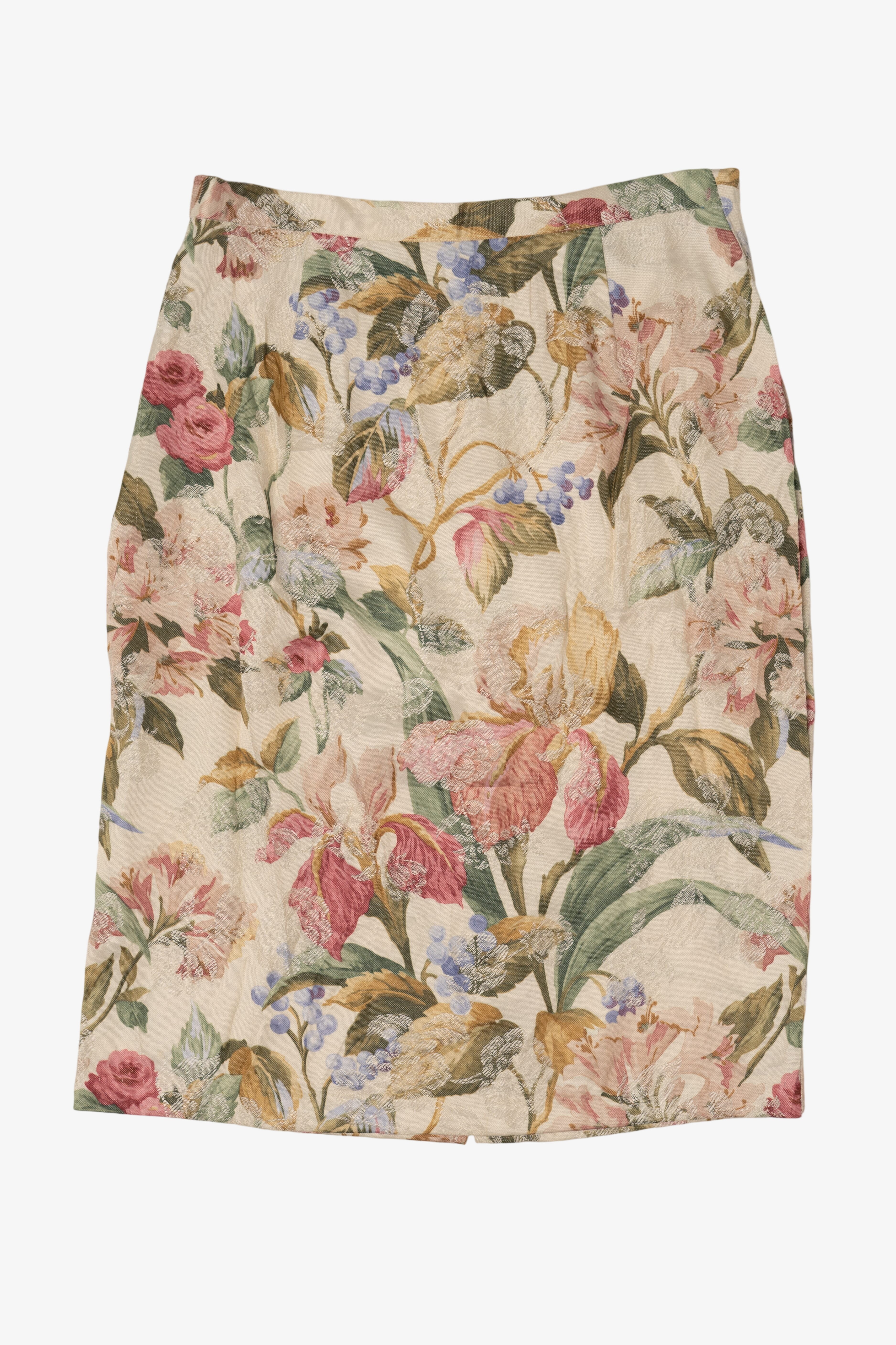 Vintage Beige Floral Jazz 2 Skirt (1980s)