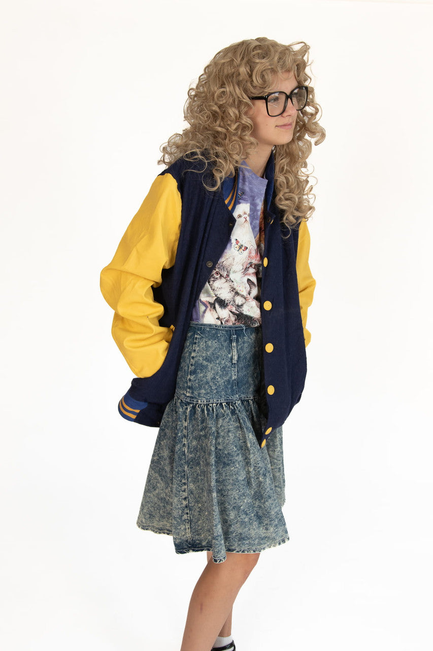 Vintage Acid Wash High Waisted Denim Skirt (1980s)