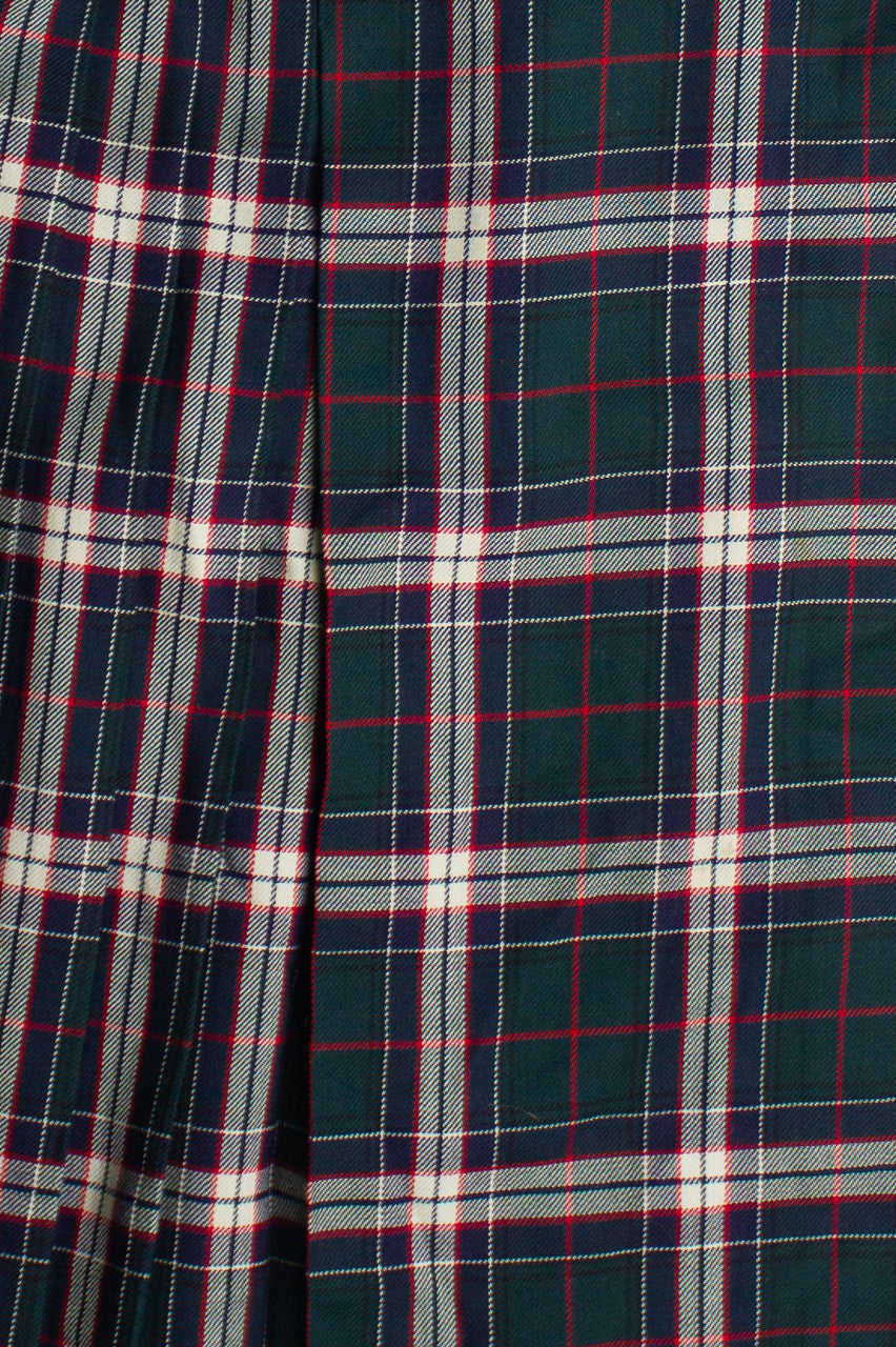 Vintage Plaid Wool Maxi Skirt (80s) 690