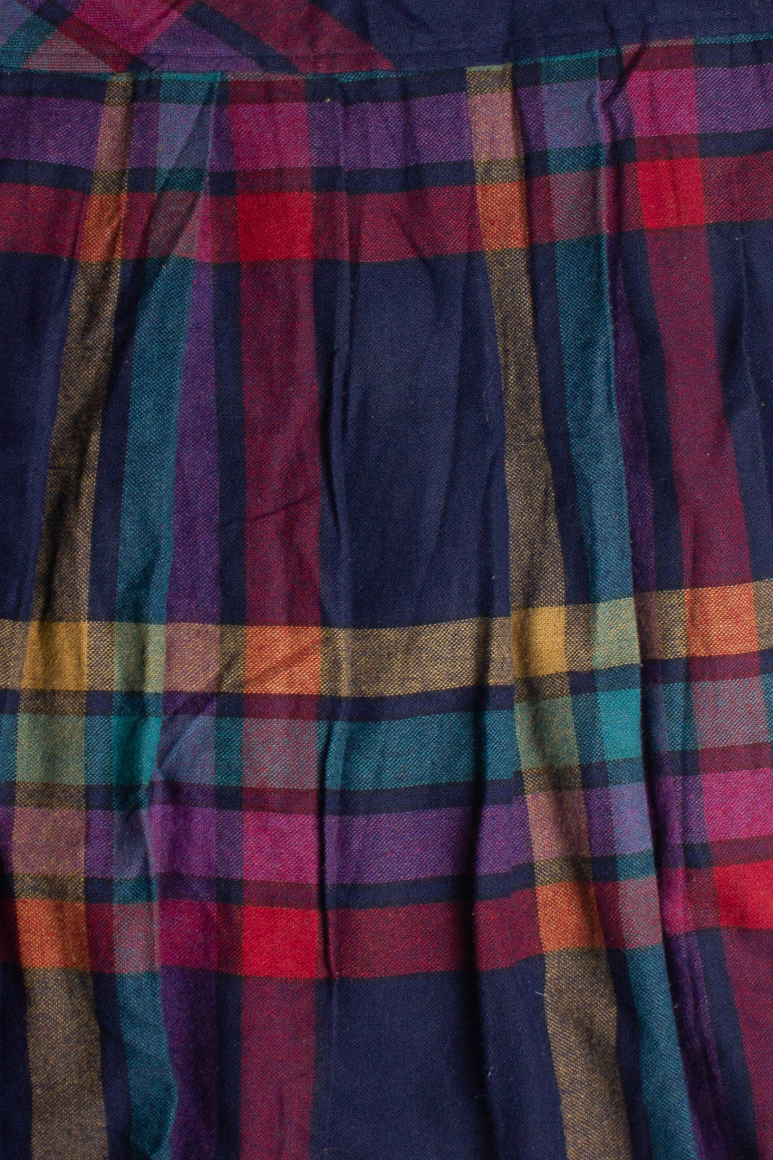 Vintage Plaid Wool Midi Skirt (80s) 694