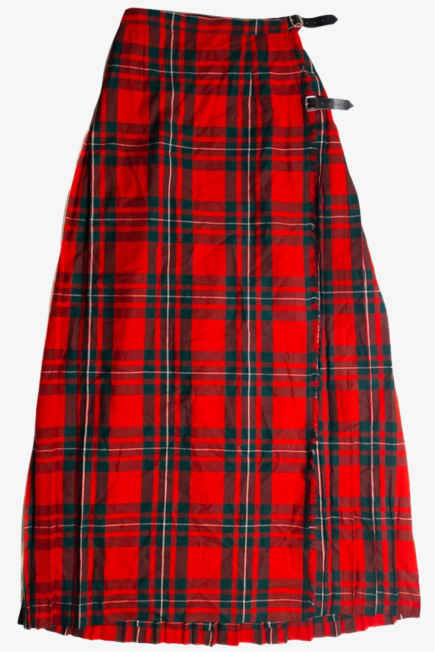 Vintage Plaid Wool Maxi Skirt (80s) 695