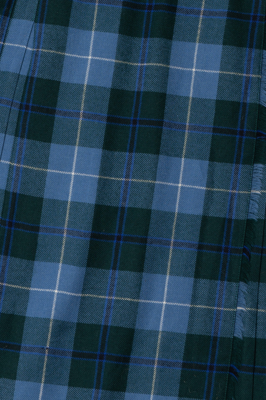 Vintage Blue & Navy Plaid Wool Skirt