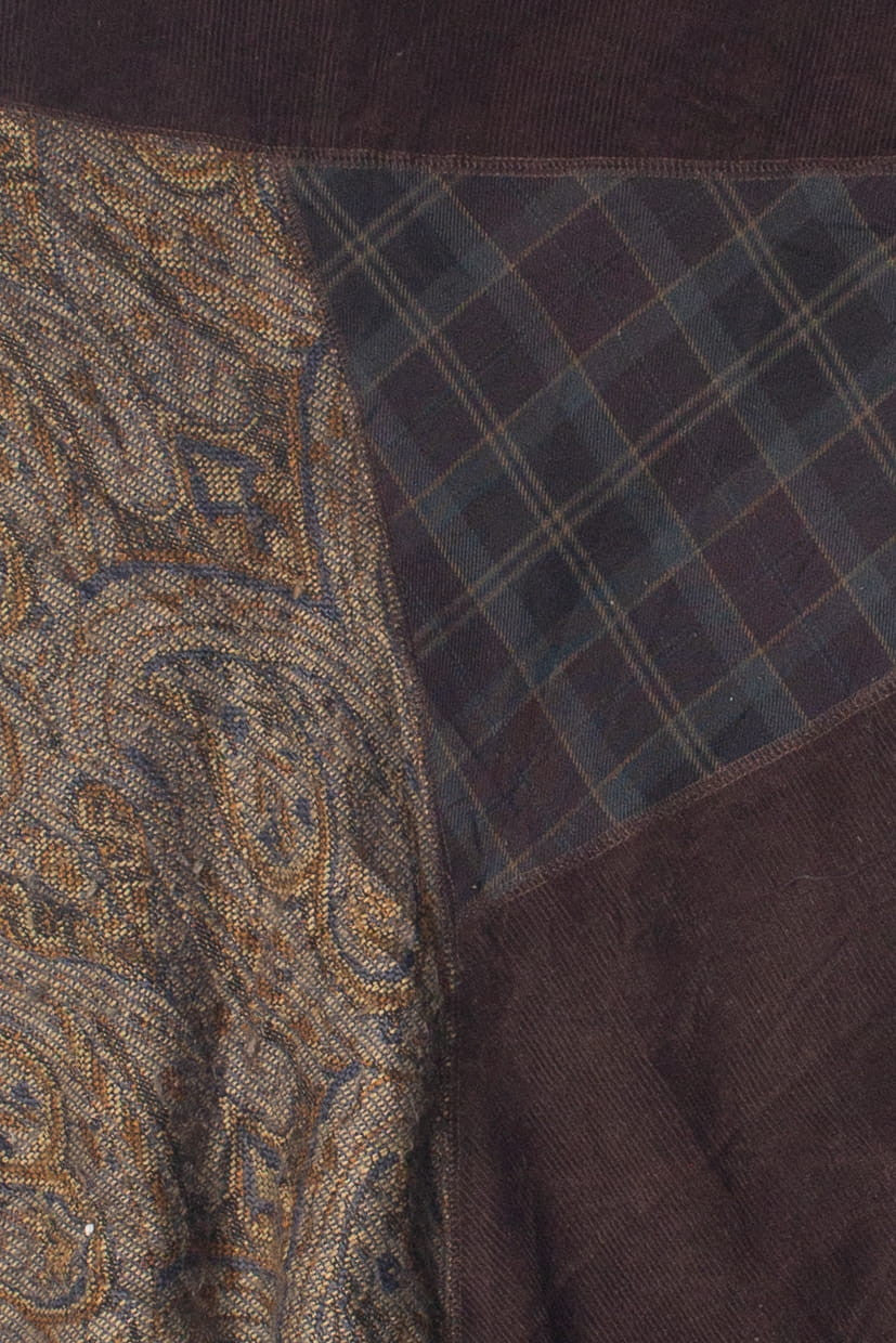 Corduroy Plaid Tapestry Patchwork Circle Skirt (2000s)