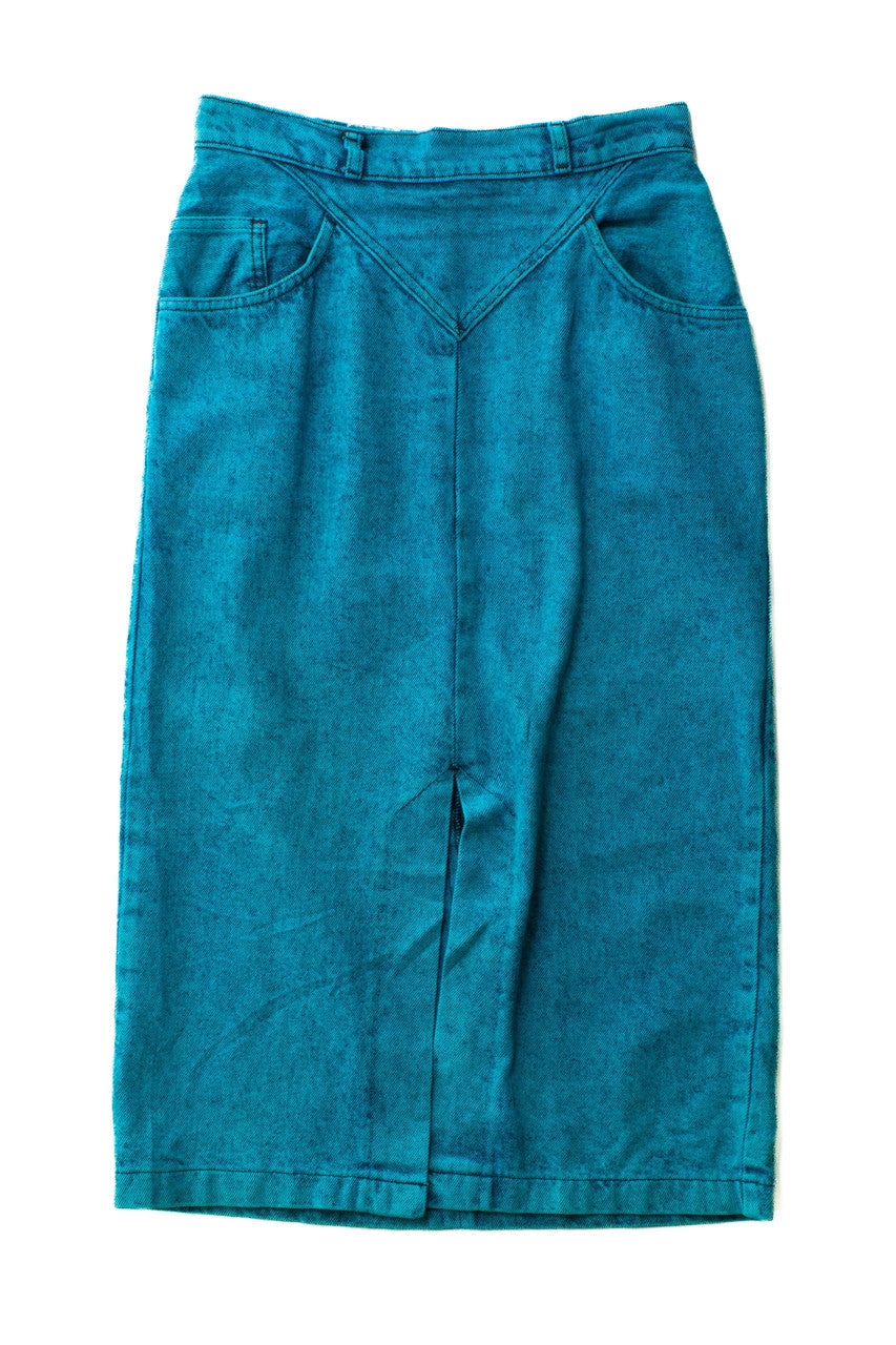 Vintage Sundance Blue Denim Midi Skirt (1990s)