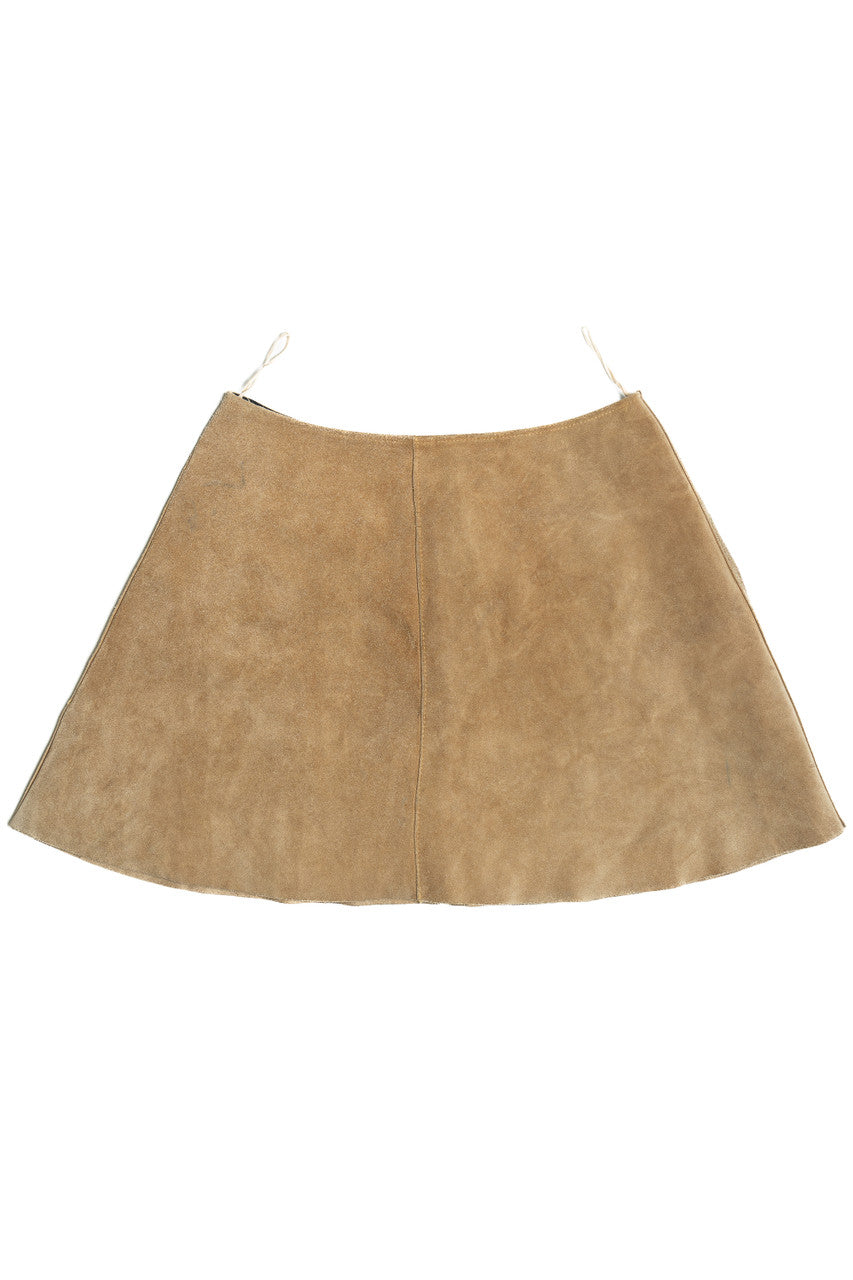 Vintage Suede Snap Button Circle Skirt (1970s)