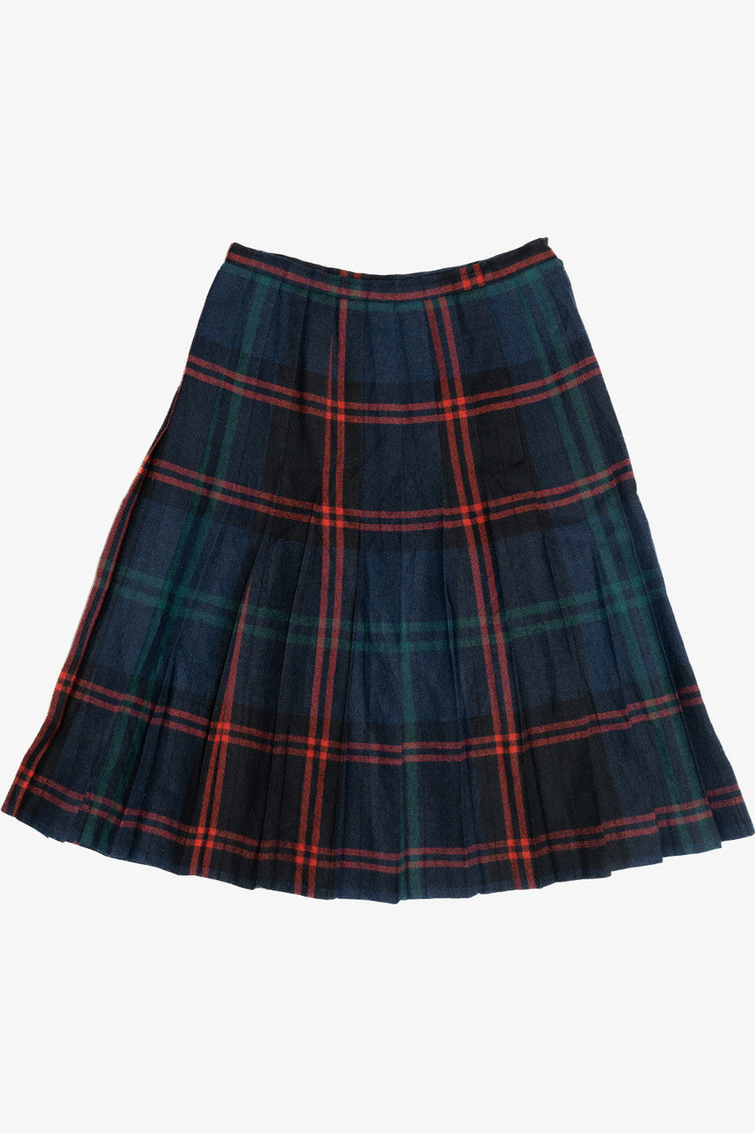 Vintage Jones New York Plaid Pleated Wool Skirt (1980s)