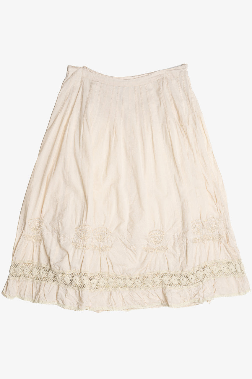 Vintage Lauren Hancock Floral Knit Lace Embroidered Skirt (1990s)
