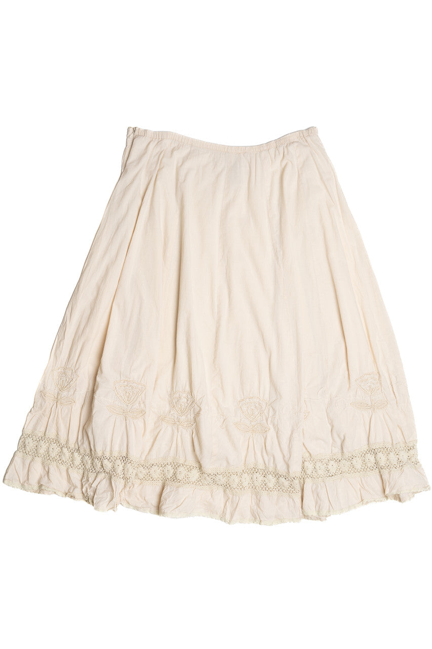 Vintage Lauren Hancock Floral Knit Lace Embroidered Skirt (1990s)