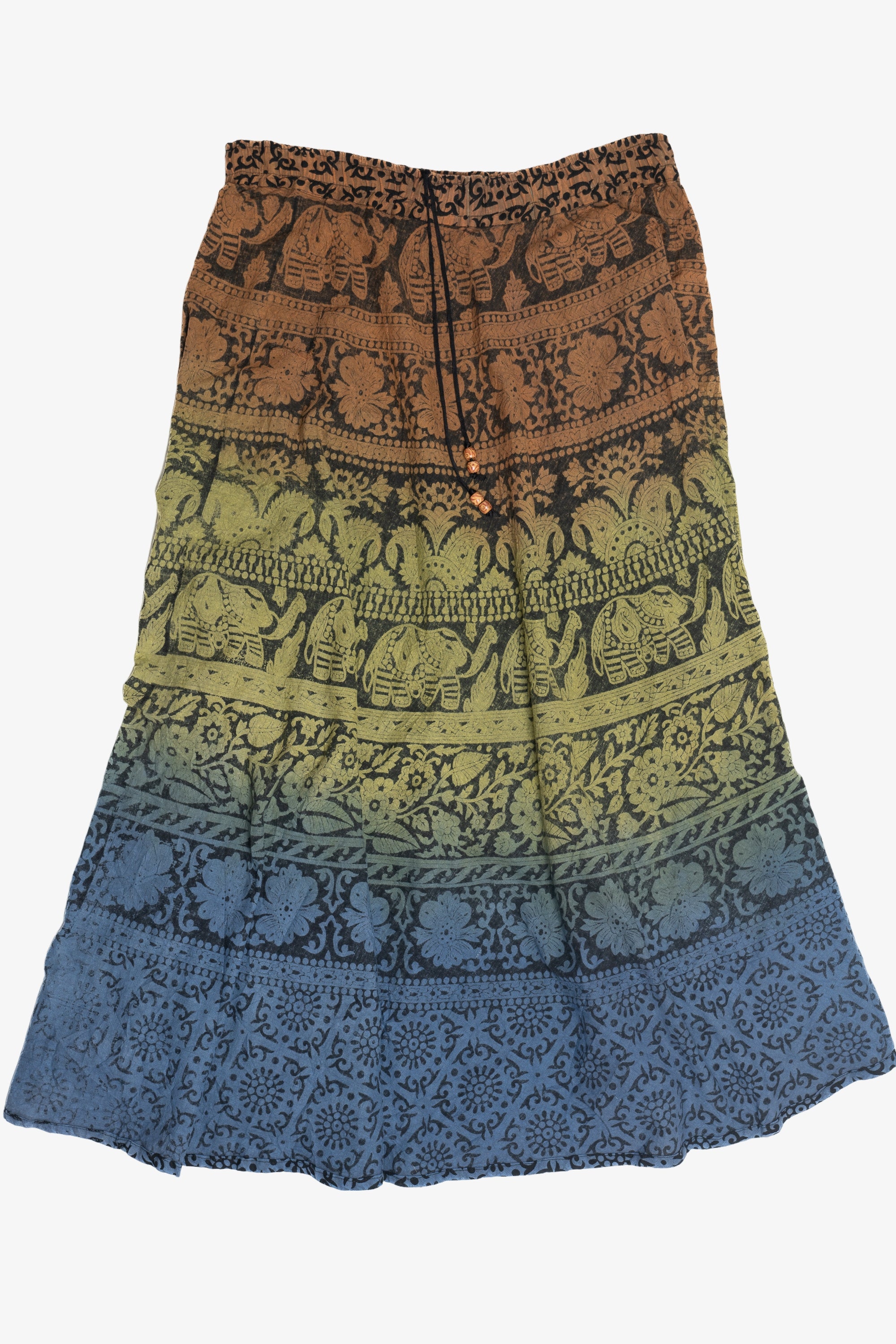Elephant & Floral Print Ombre Skirt