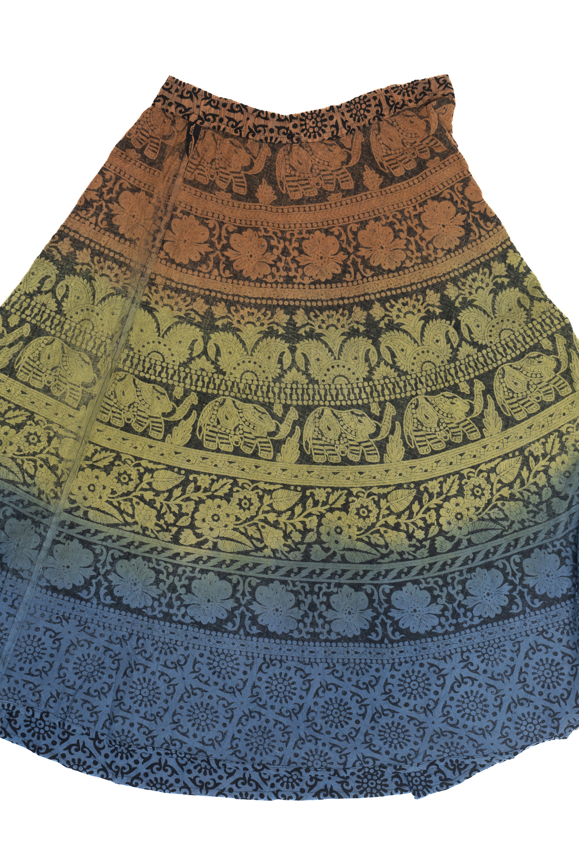 Elephant & Floral Print Ombre Skirt