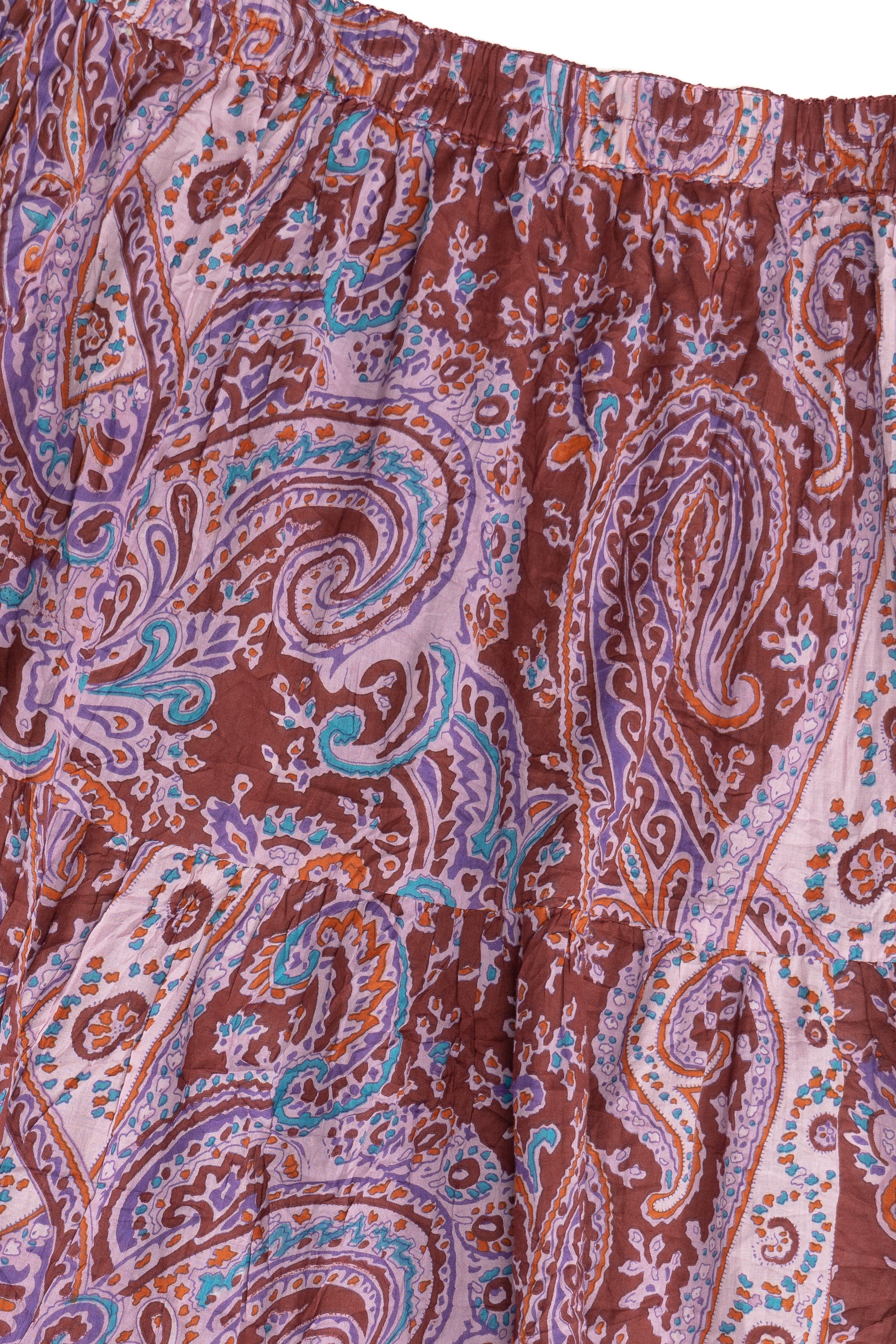 Vintage Paisley Elastic Waist Lined Maxi Skirt (1990s)
