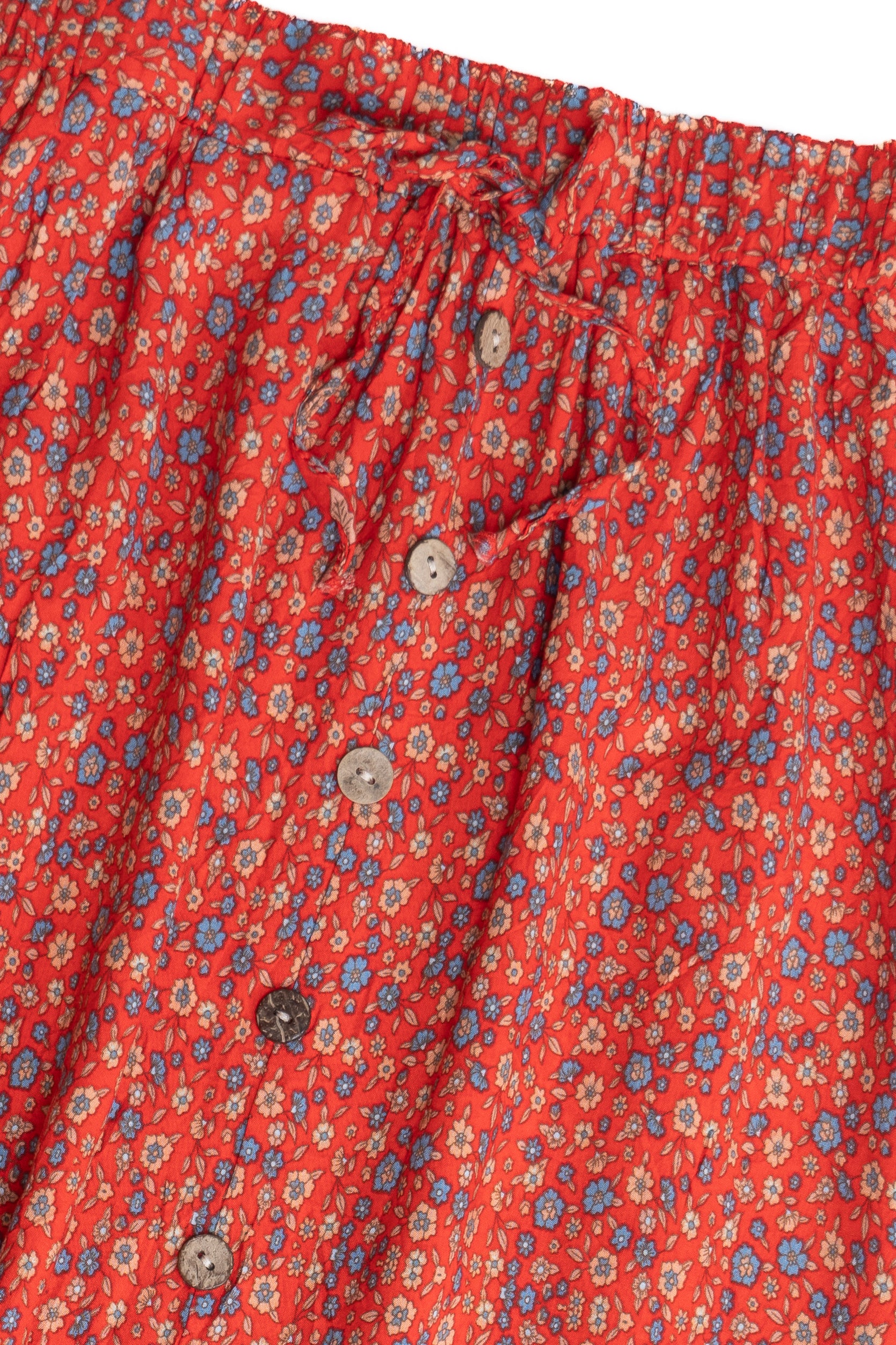 Floral Button Detail Maxi Skirt