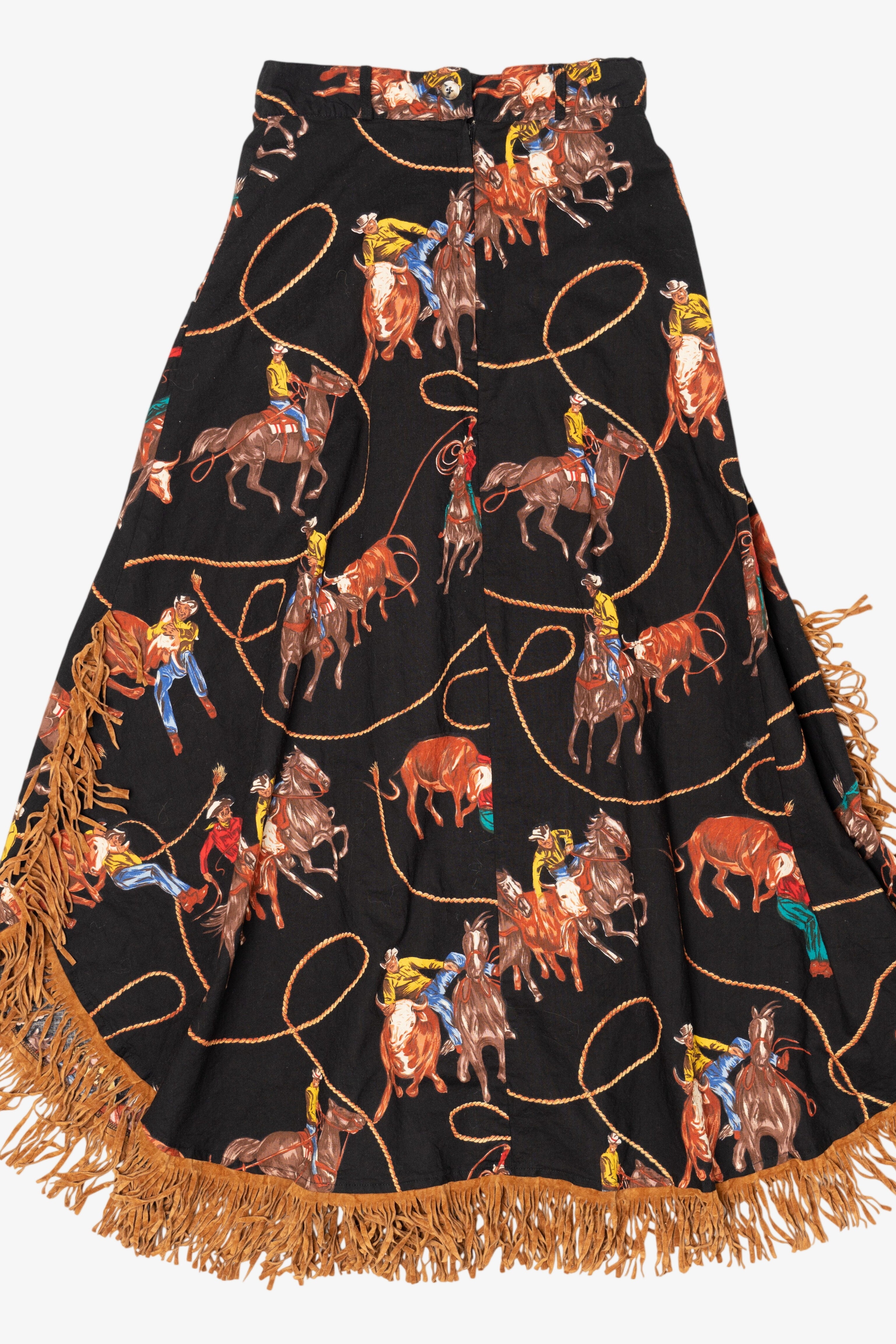 Vintage Cowboy Pattern Circle 7 Skirt (1990s)